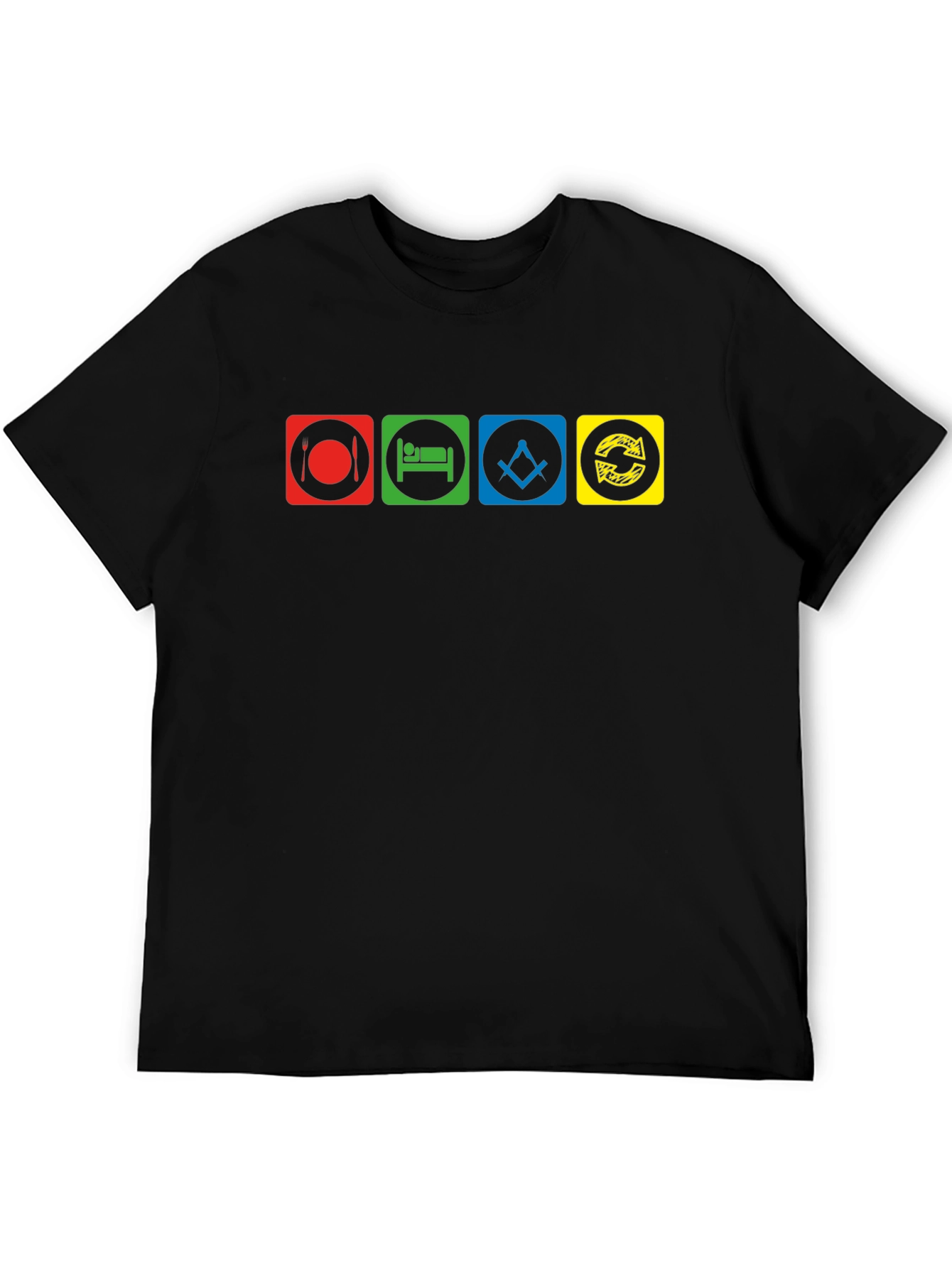 Eat Sleep Masonic Repeat Black T-Shirt