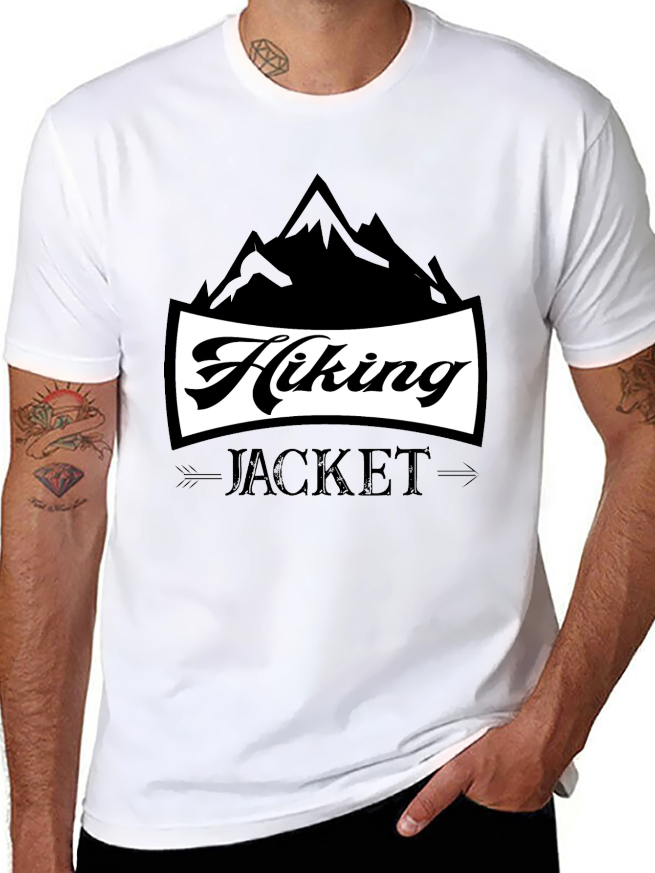 Hiking Jacket Graphic T-Shirt | Black Casual Tee