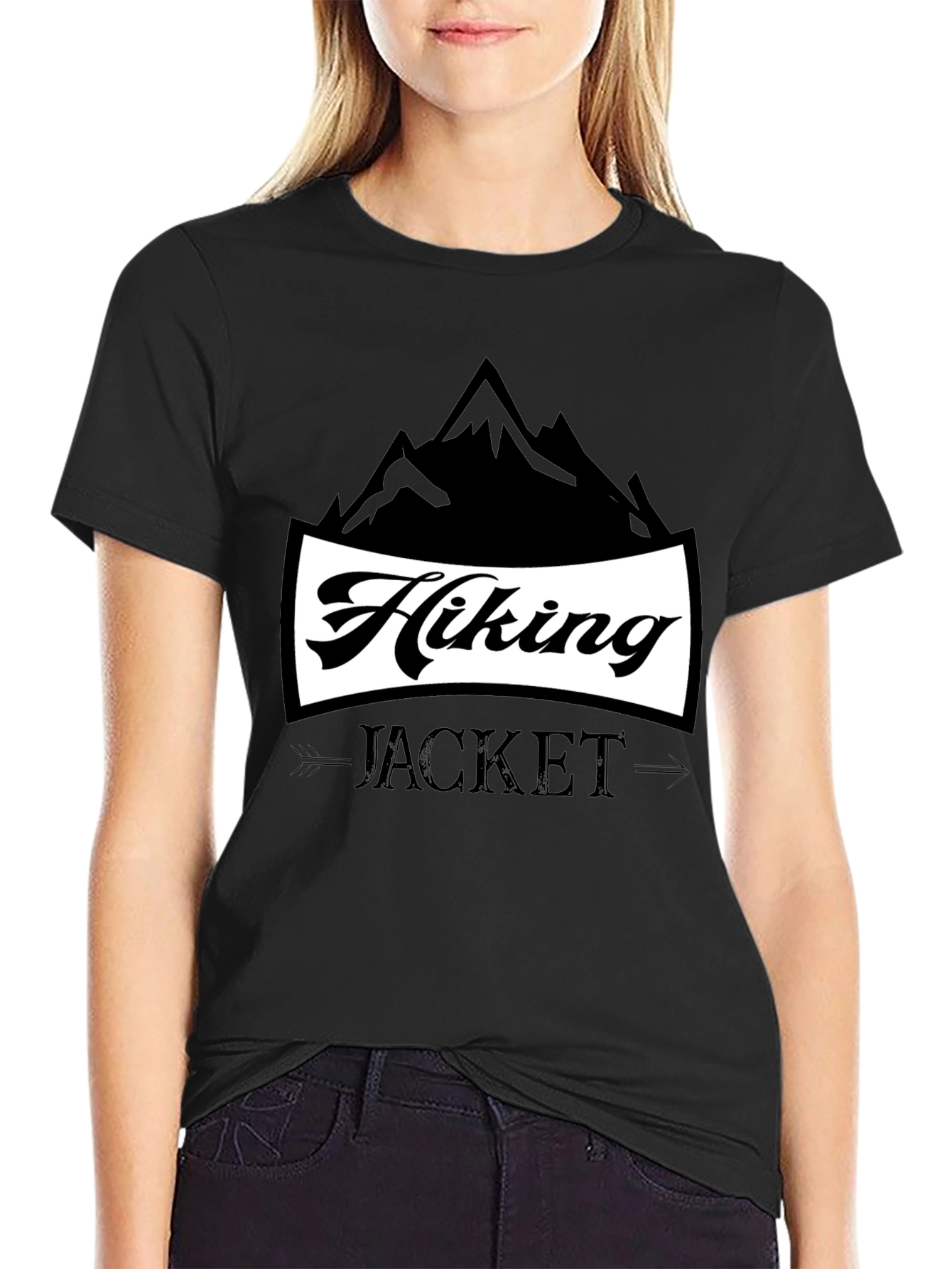 Hiking Jacket Graphic T-Shirt | Black Casual Tee