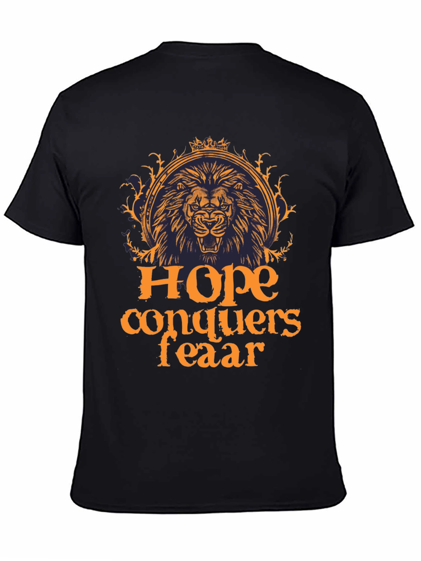 Hope Conquers Fear Lion Graphic Tee - Black