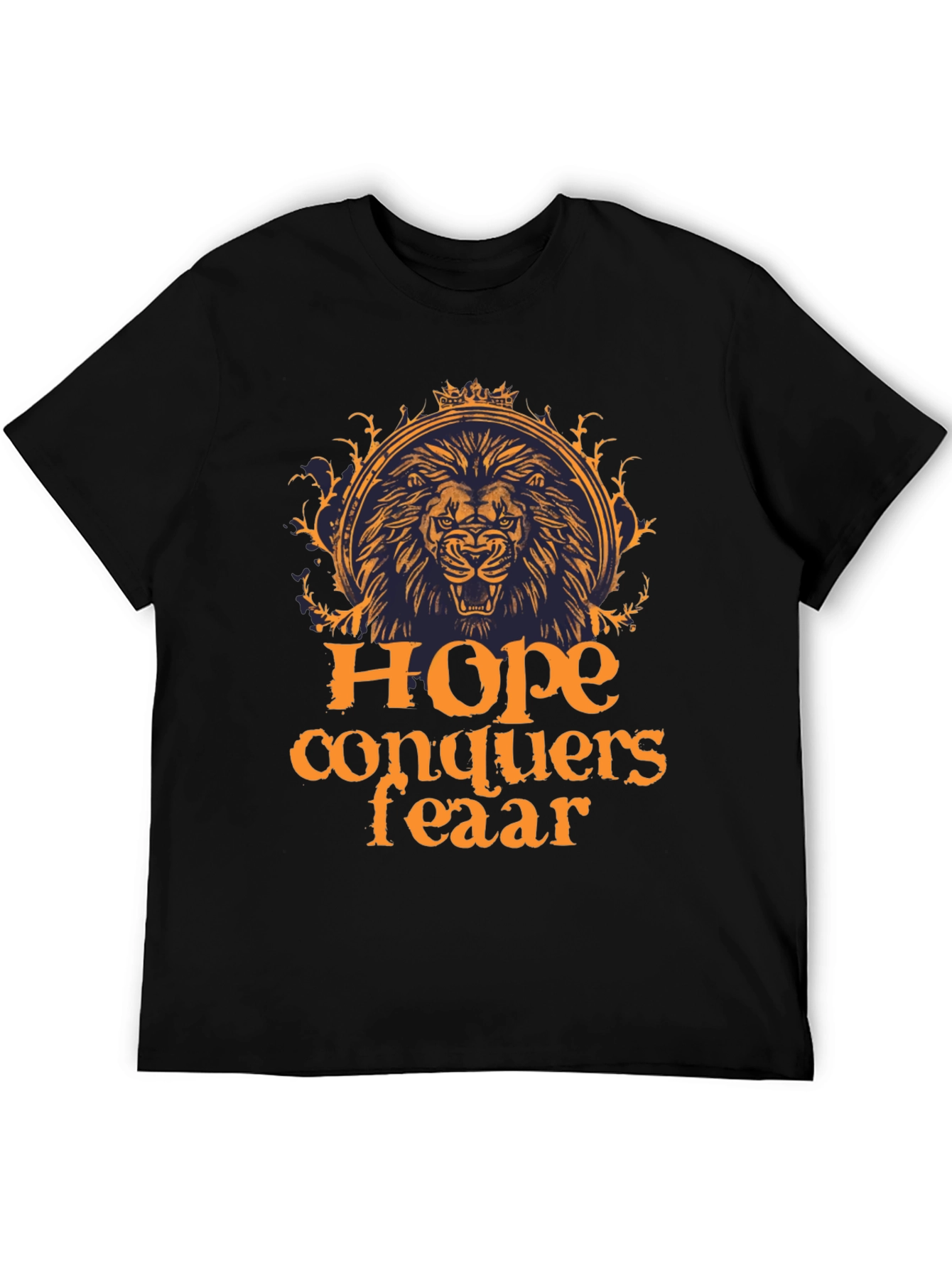 Hope Conquers Fear Lion Graphic Tee - Black
