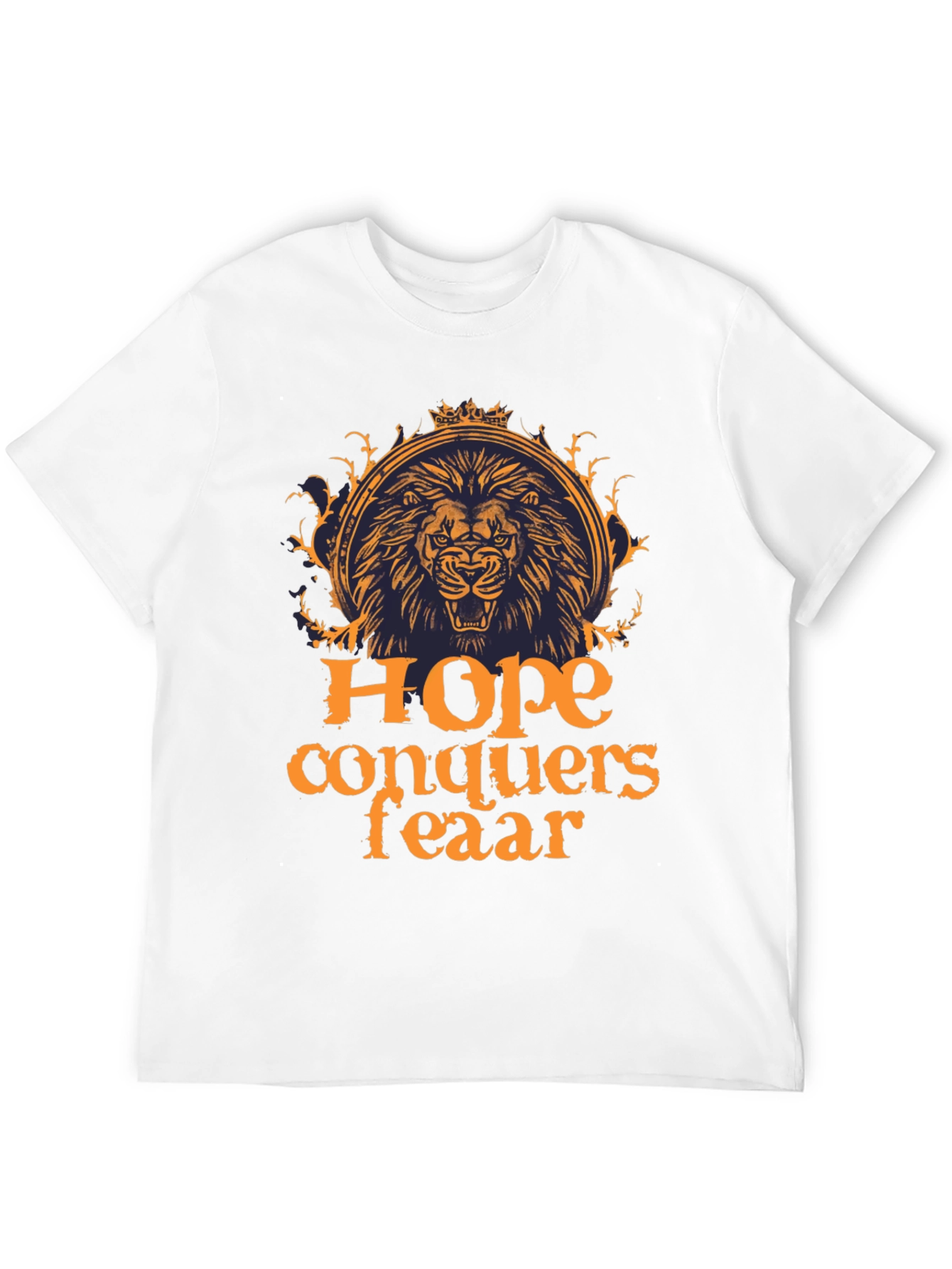 Hope Conquers Fear Lion Graphic Tee - Black