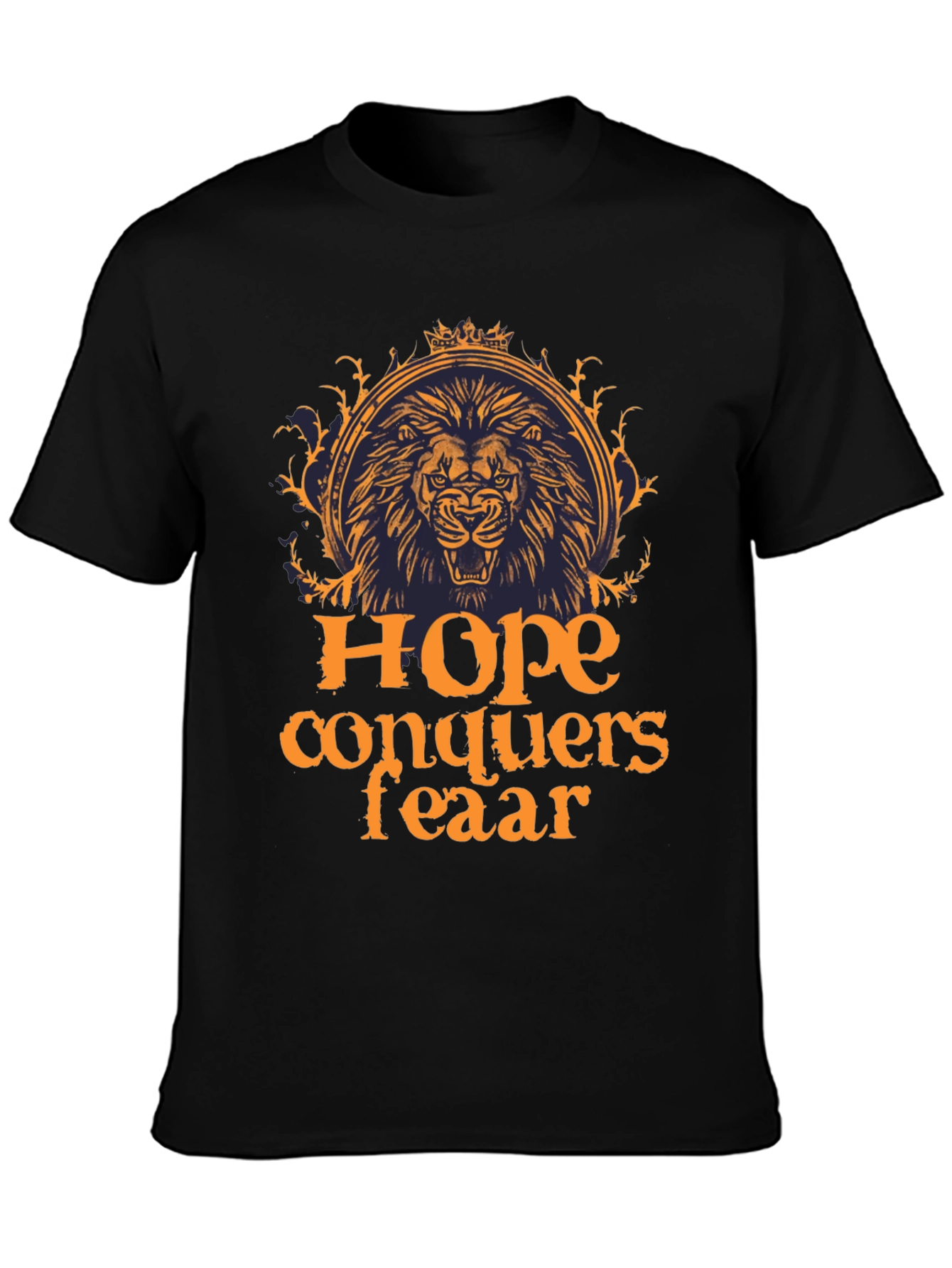 Hope Conquers Fear Lion Graphic Tee - Black