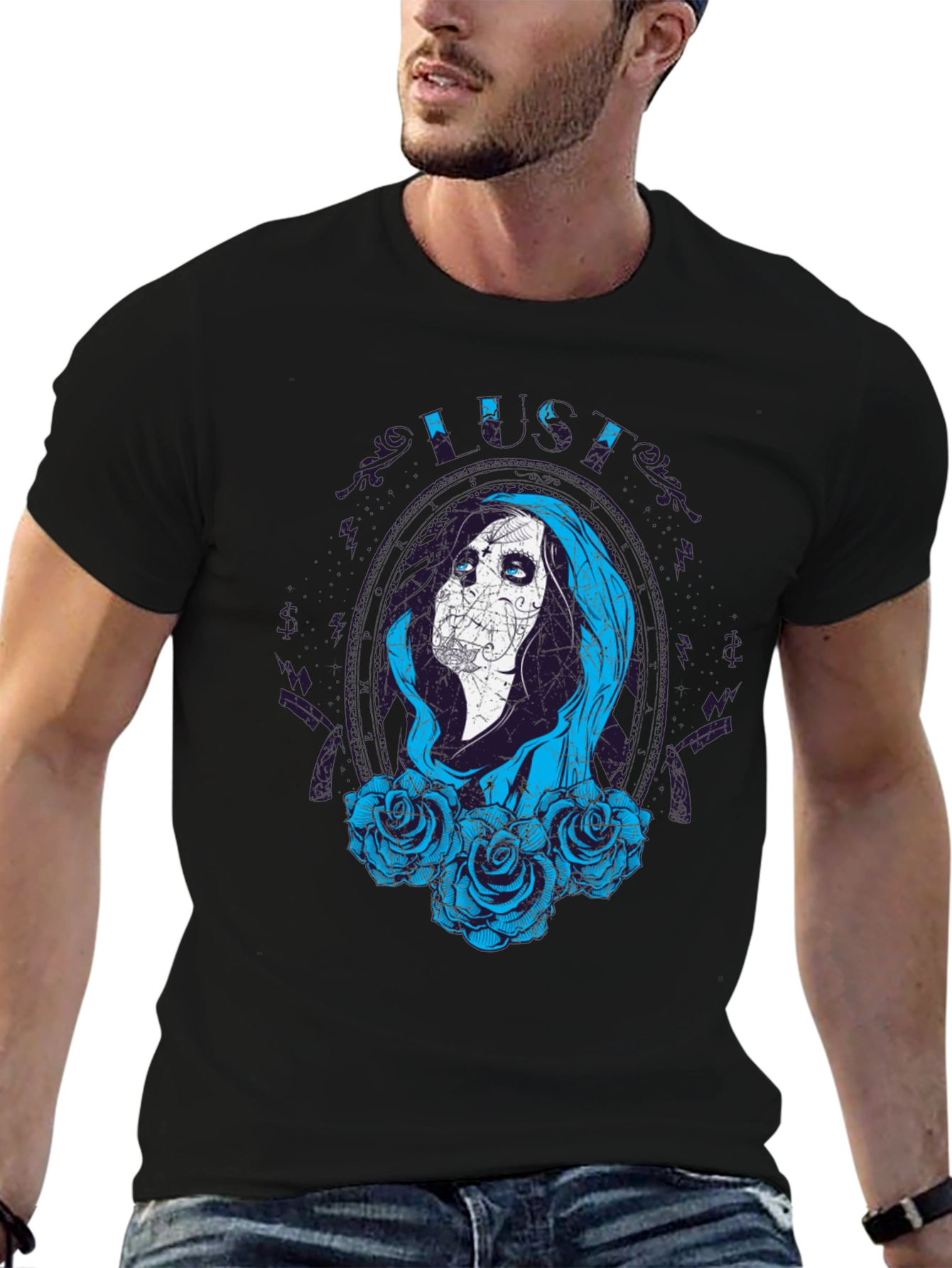Sugar Skull Lady Black Tee