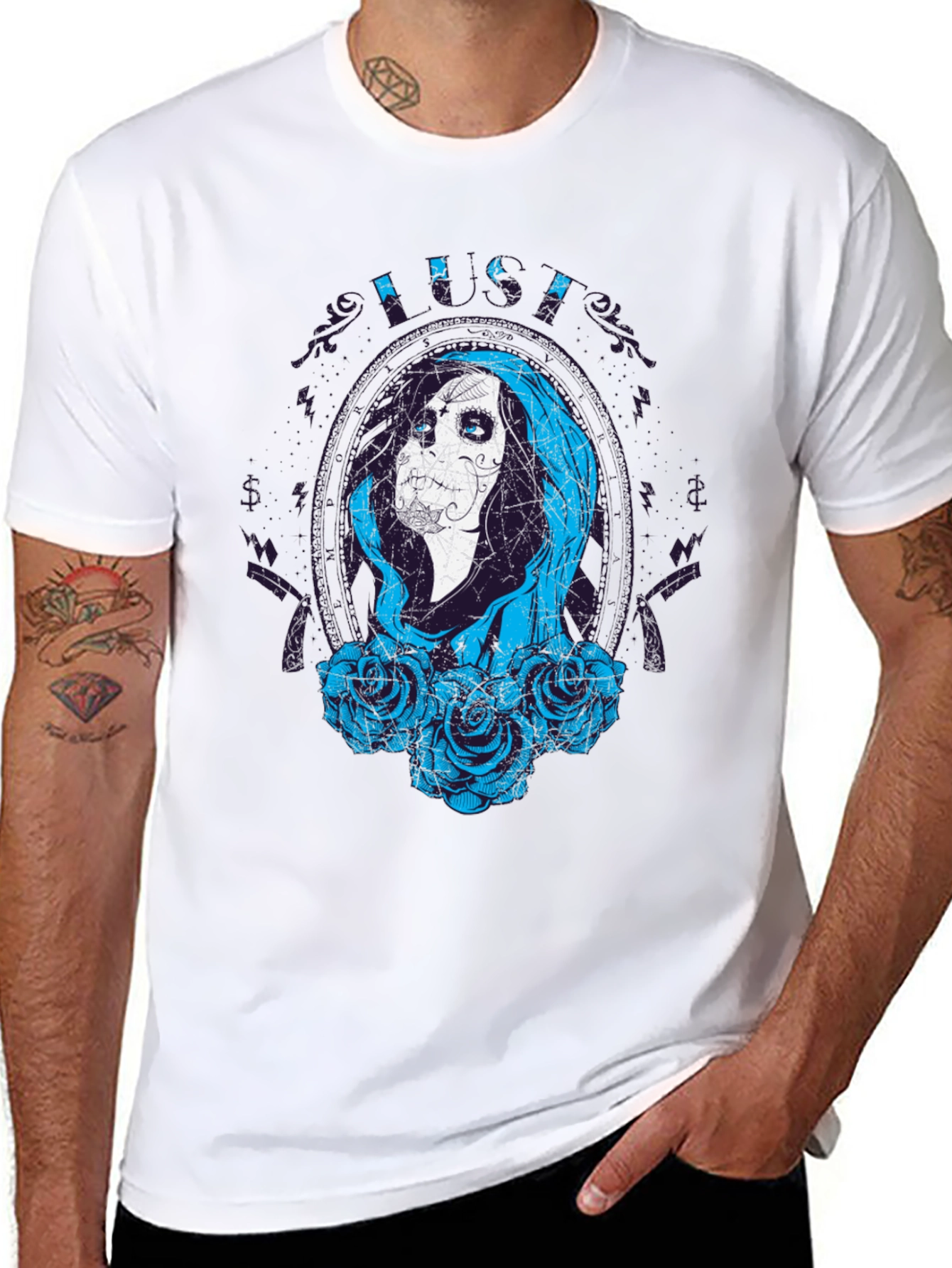 Sugar Skull Lady Black Tee
