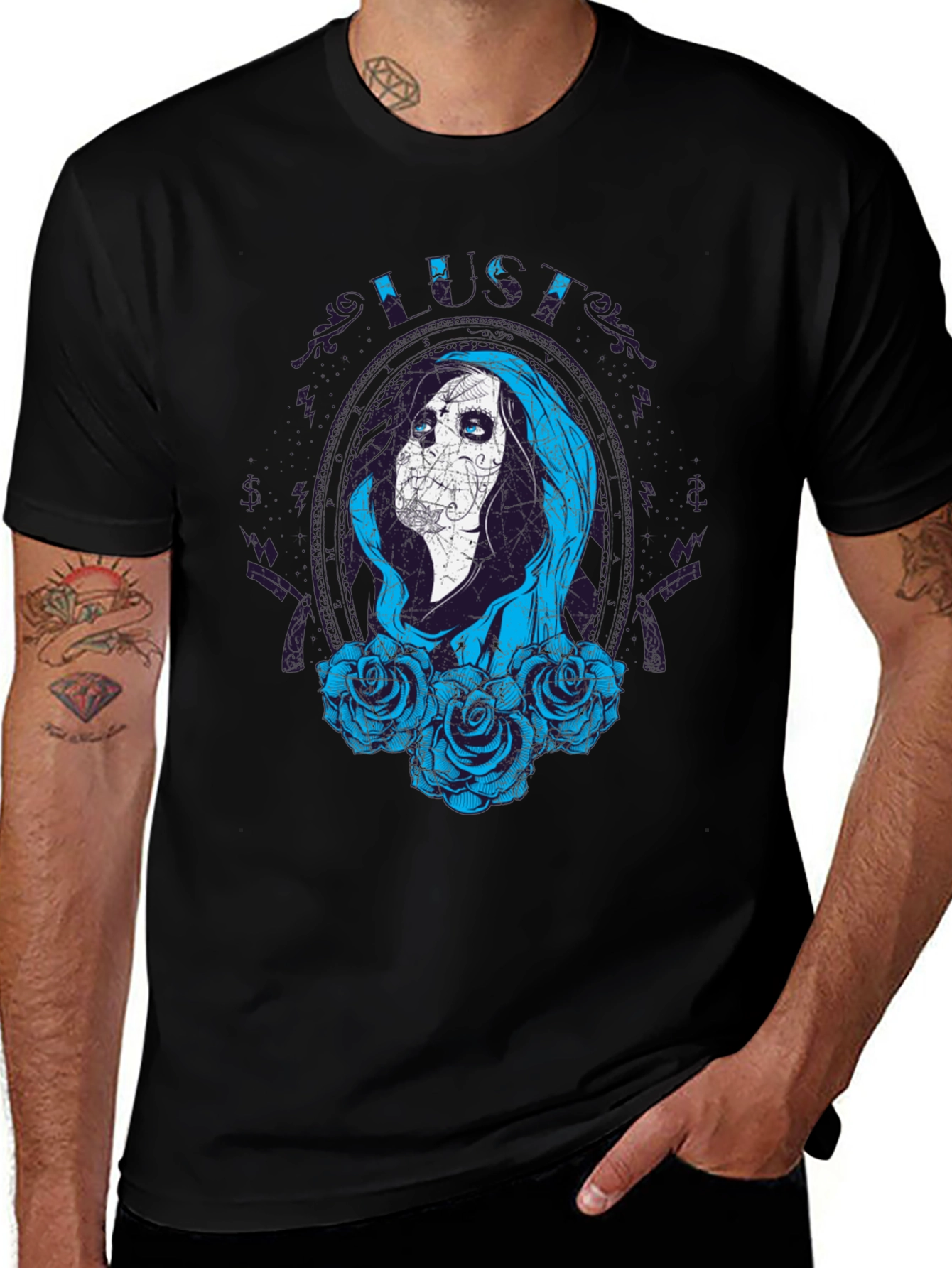 Sugar Skull Lady Black Tee