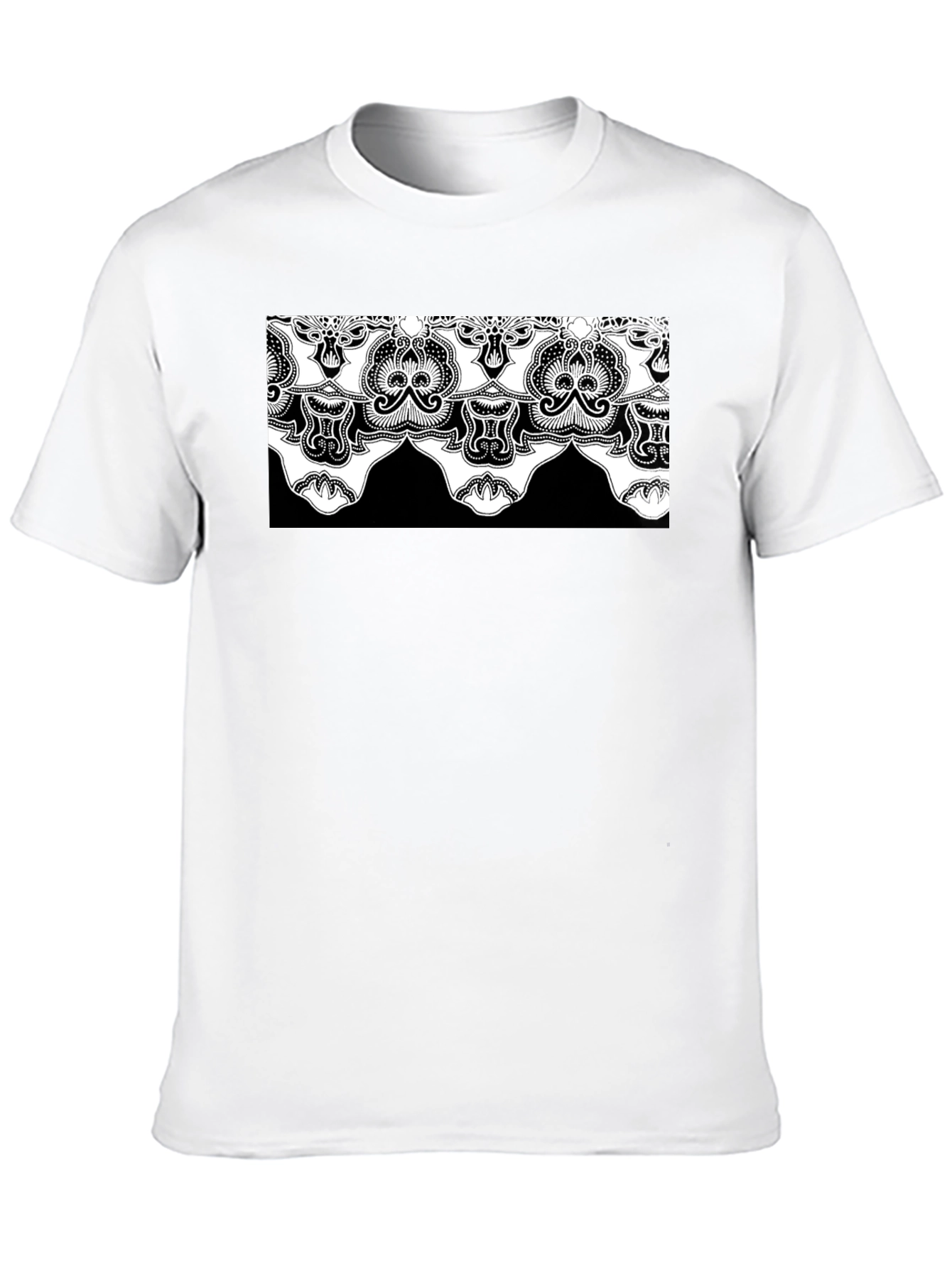 Ornate Lace Design Black T-Shirt