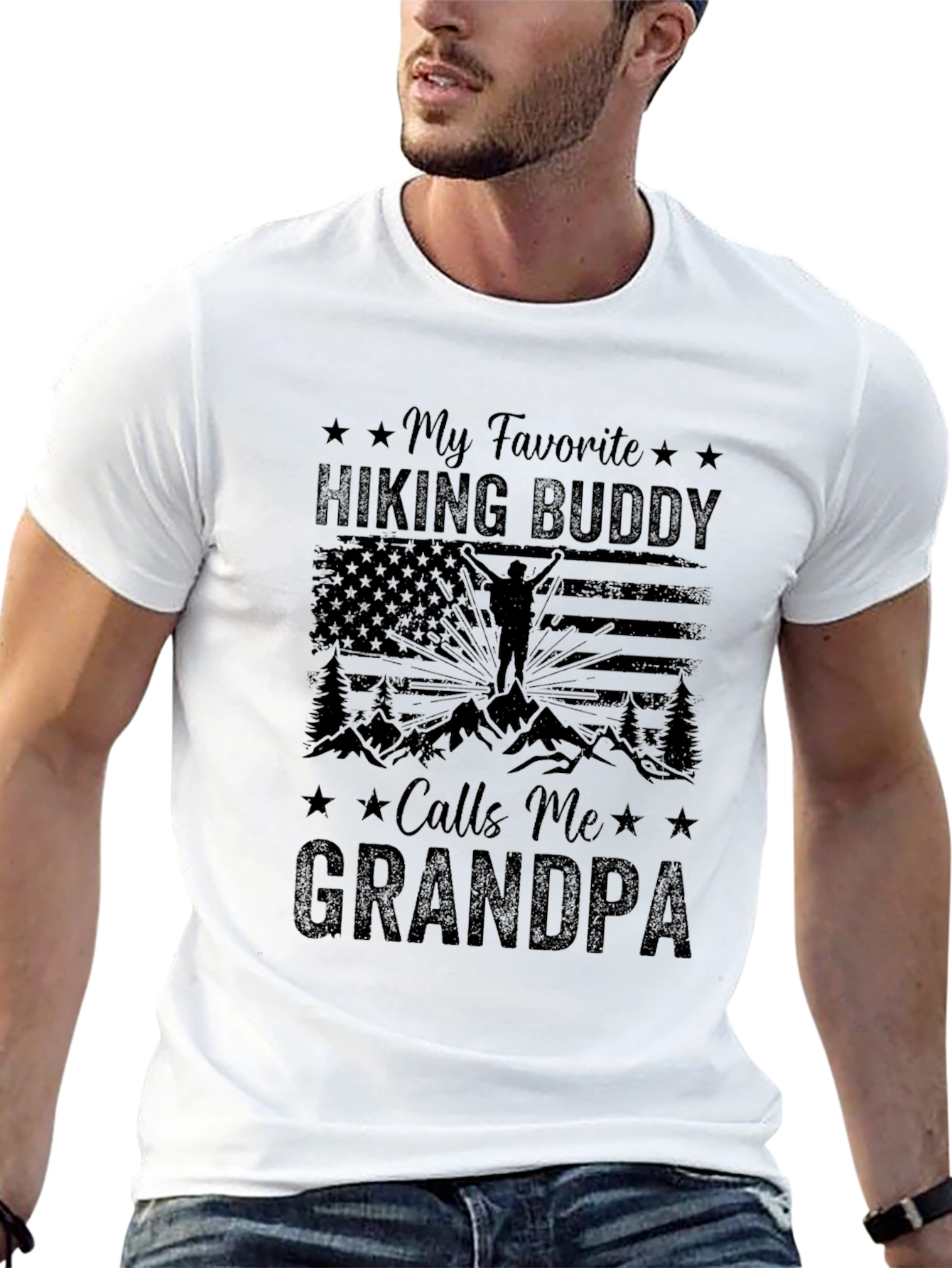 Hiking Buddy Grandpa Graphic Tee