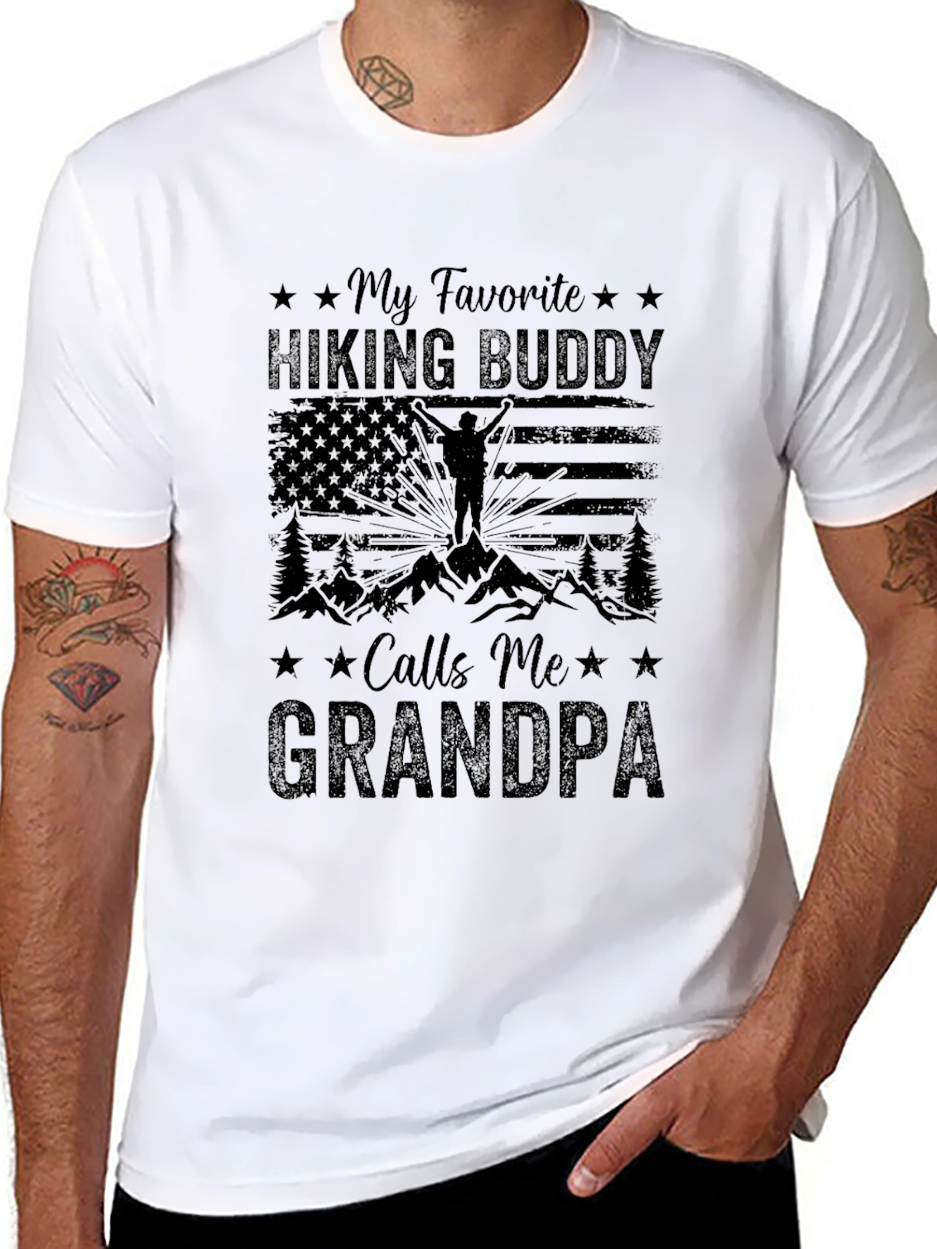 Hiking Buddy Grandpa Graphic Tee