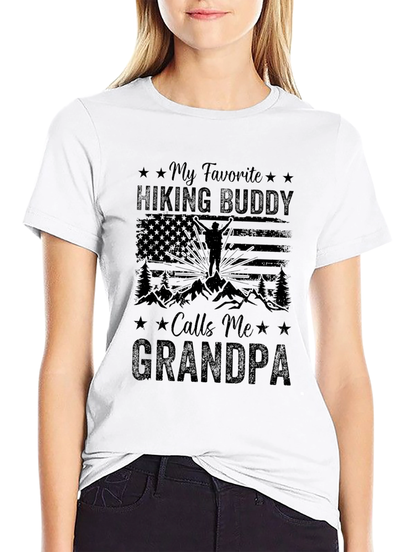 Hiking Buddy Grandpa Graphic Tee
