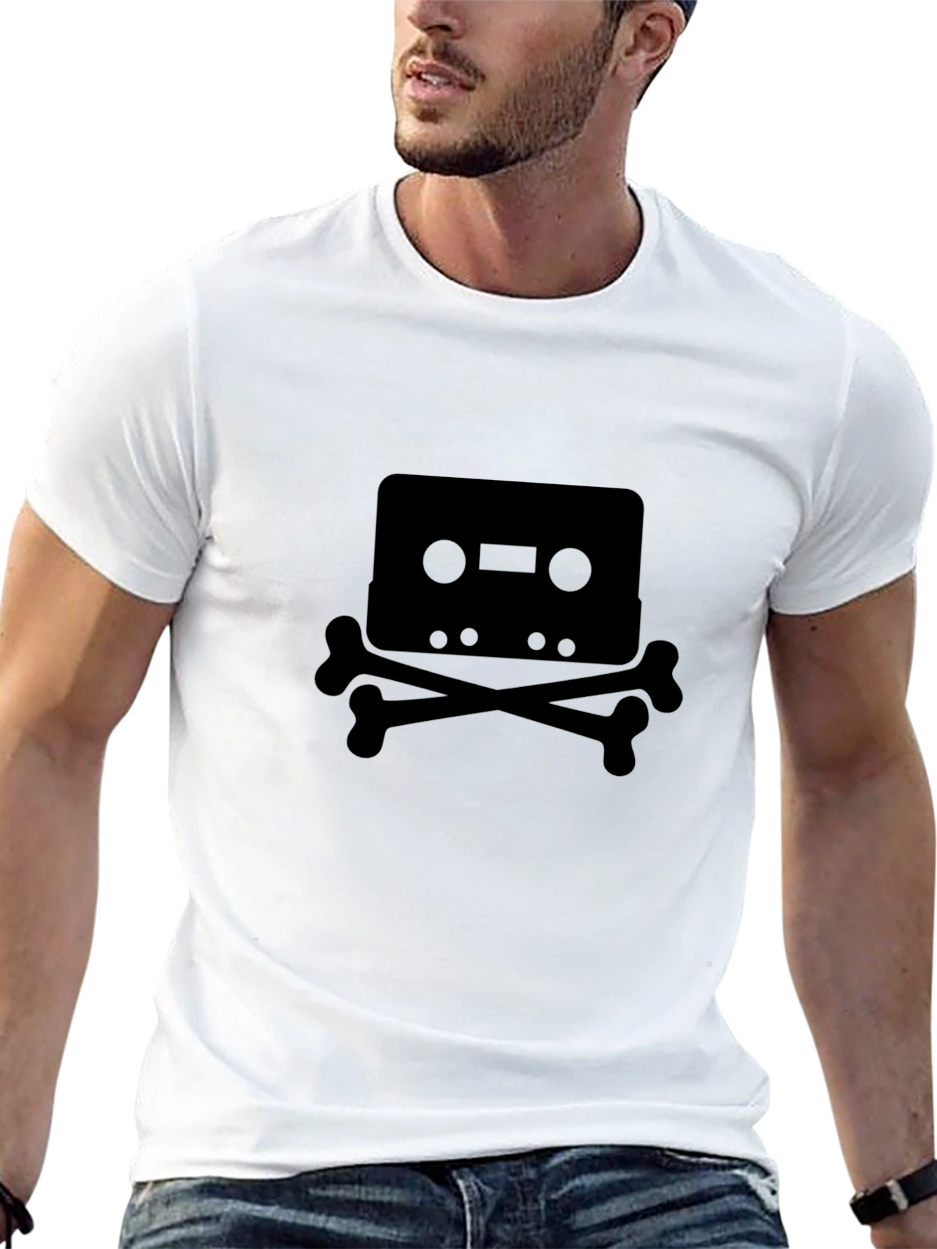 Cassette Bones Black T-Shirt - Music Lover Tee