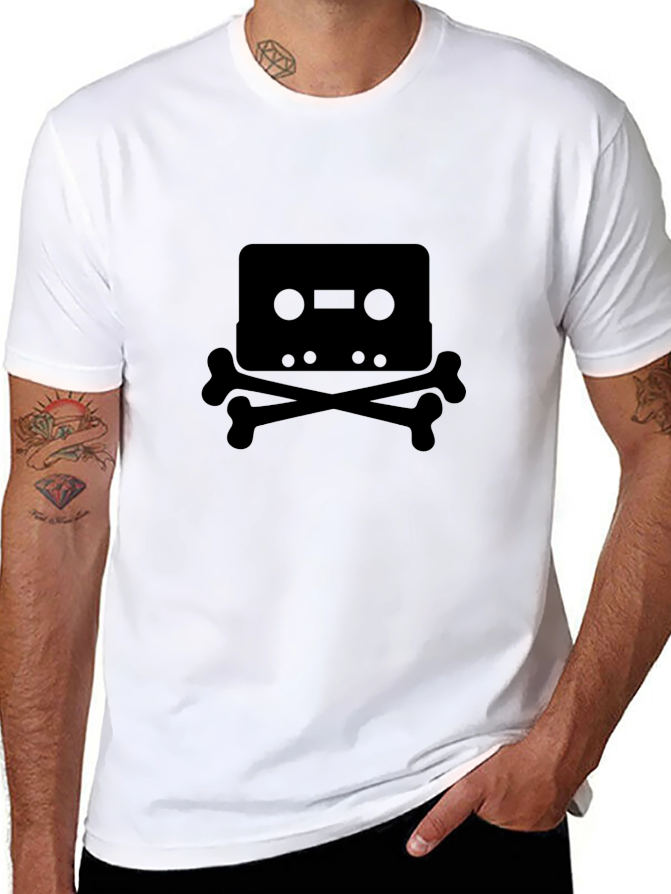 Cassette Bones Black T-Shirt - Music Lover Tee
