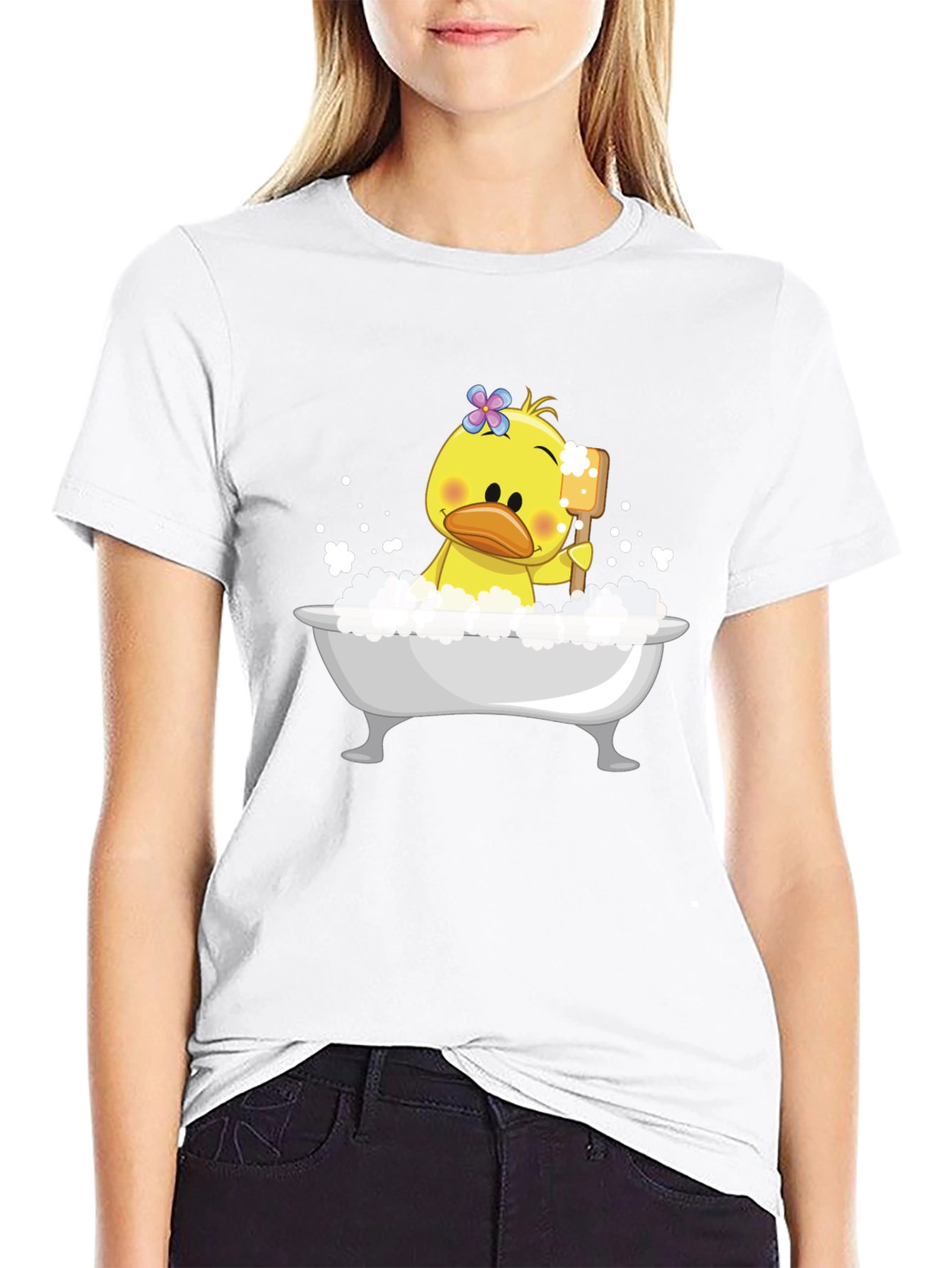 Duck in Tub Graphic Tee - Black Cotton T-Shirt