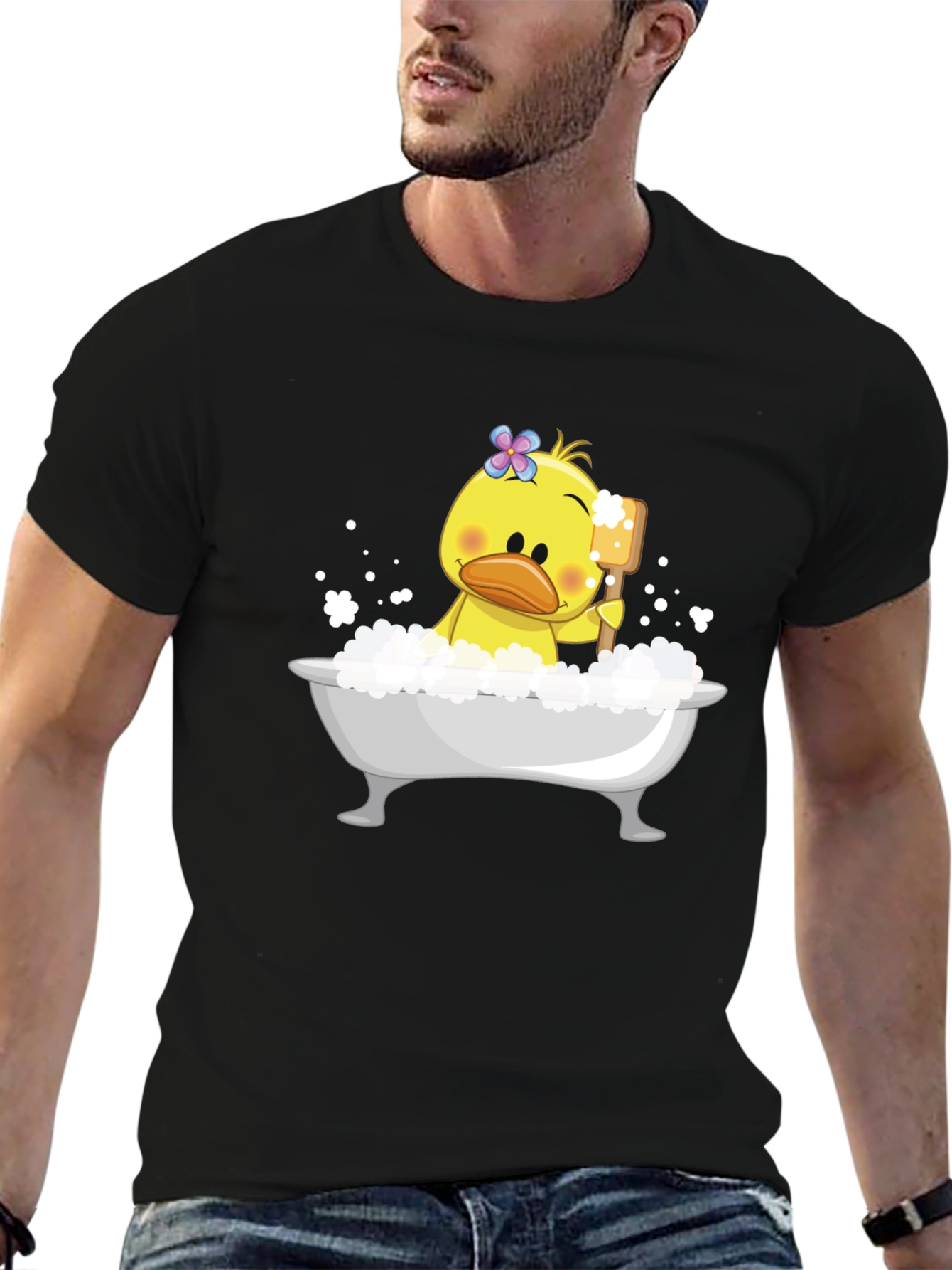 Duck in Tub Graphic Tee - Black Cotton T-Shirt