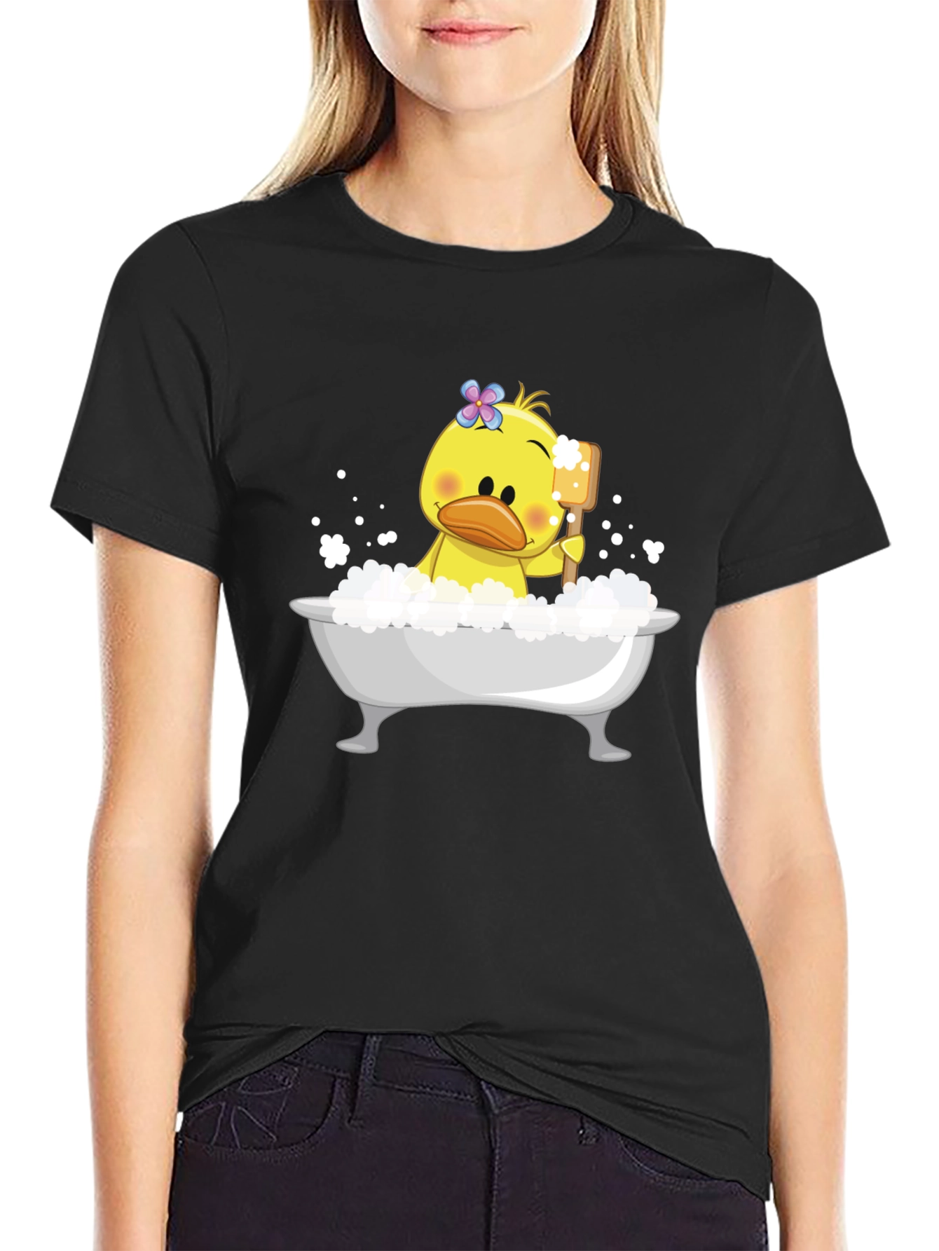 Duck in Tub Graphic Tee - Black Cotton T-Shirt