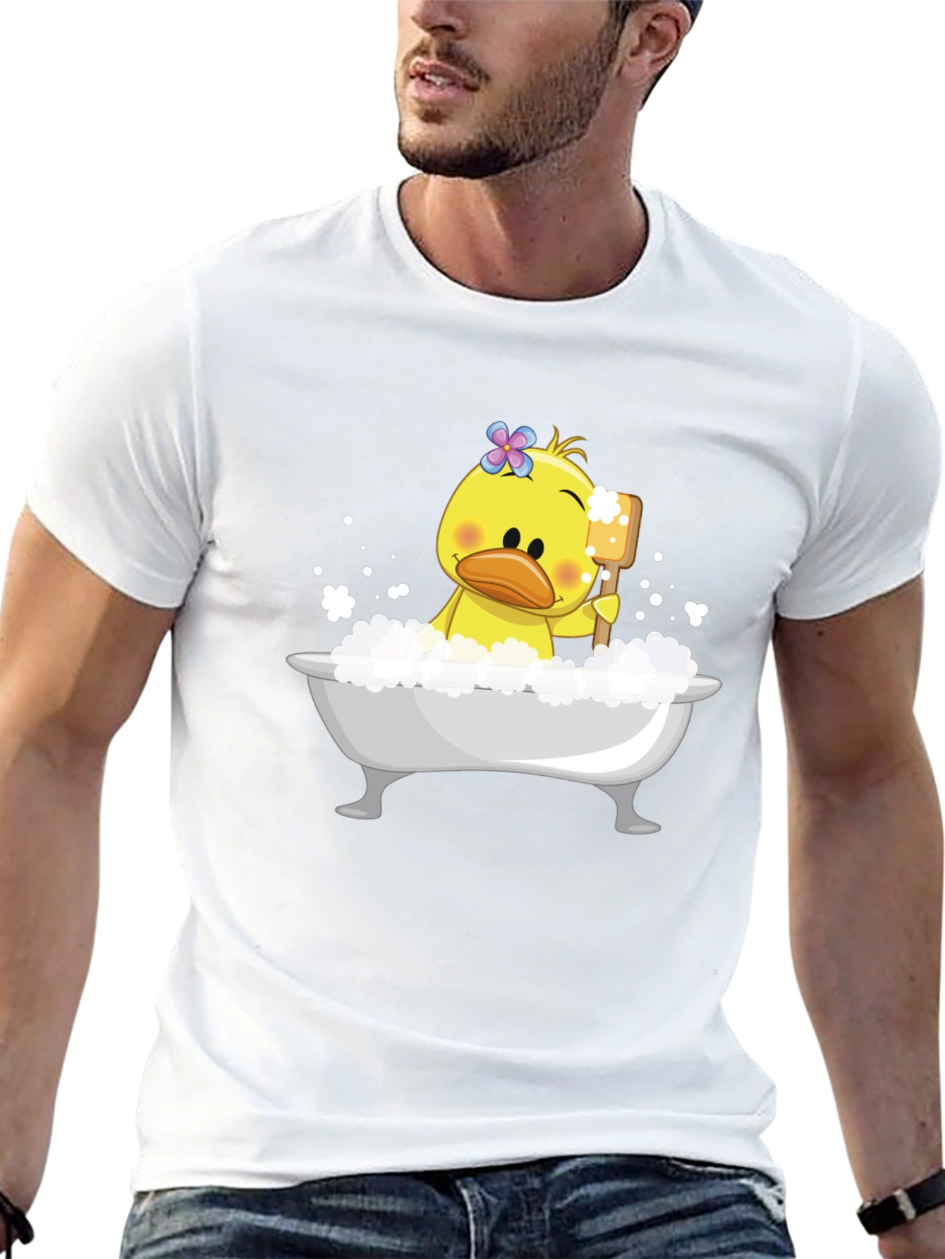 Duck in Tub Graphic Tee - Black Cotton T-Shirt