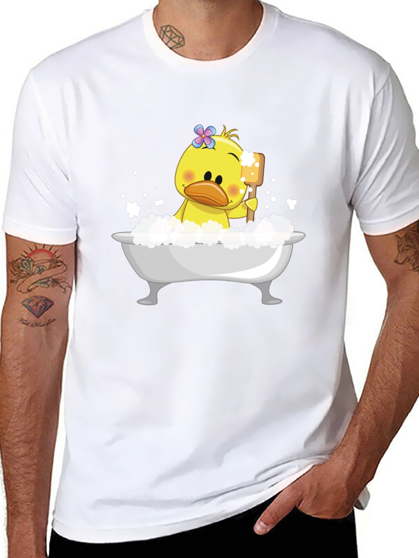 Duck in Tub Graphic Tee - Black Cotton T-Shirt