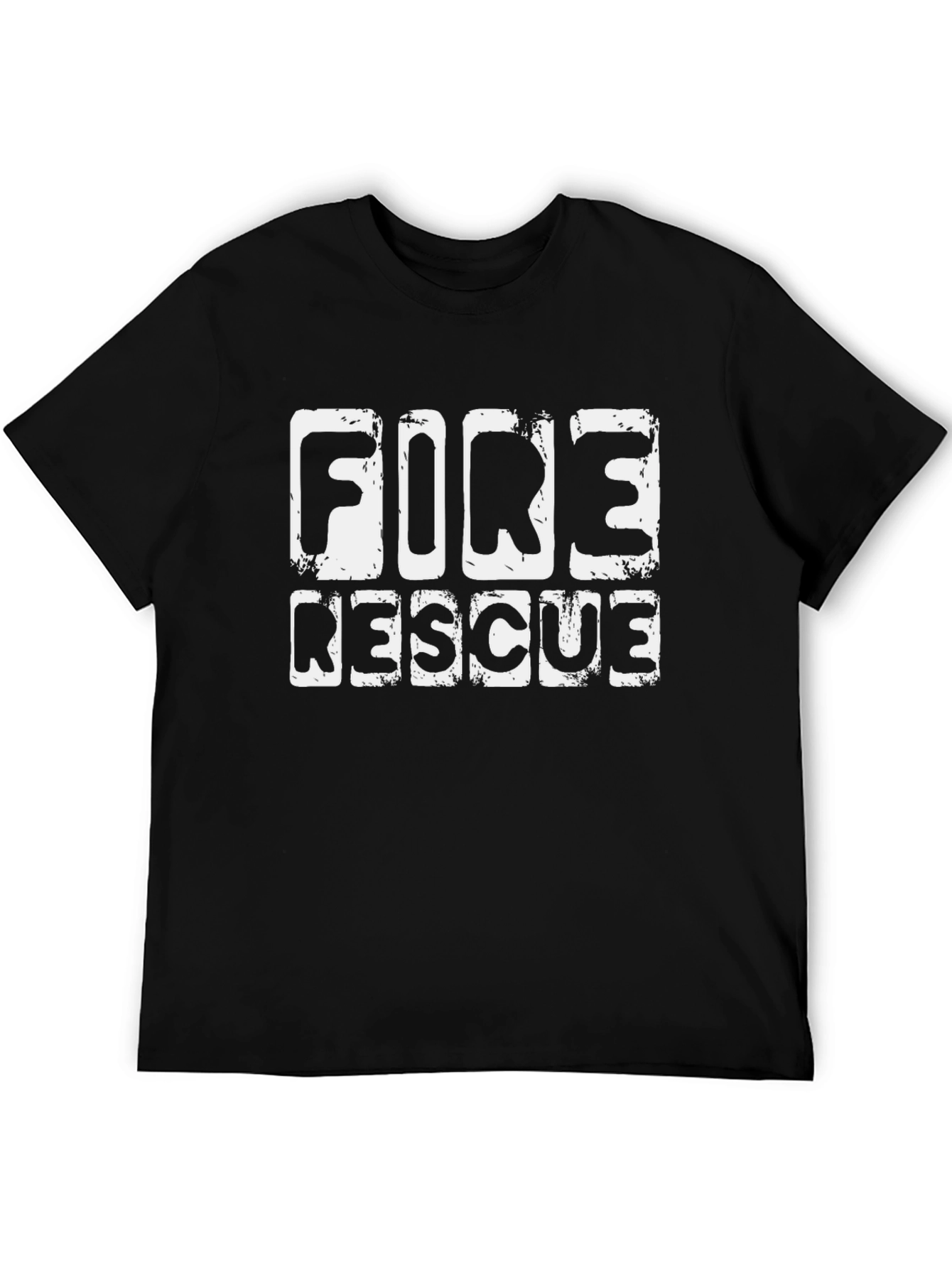 Fire Rescue T-Shirt Black Cotton Crew Neck