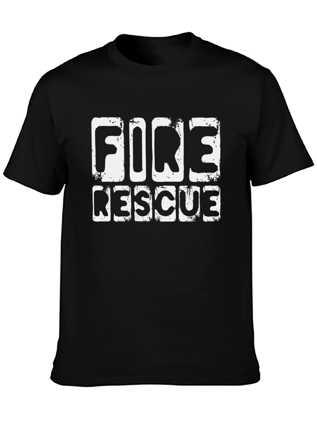 Fire Rescue T-Shirt Black Cotton Crew Neck