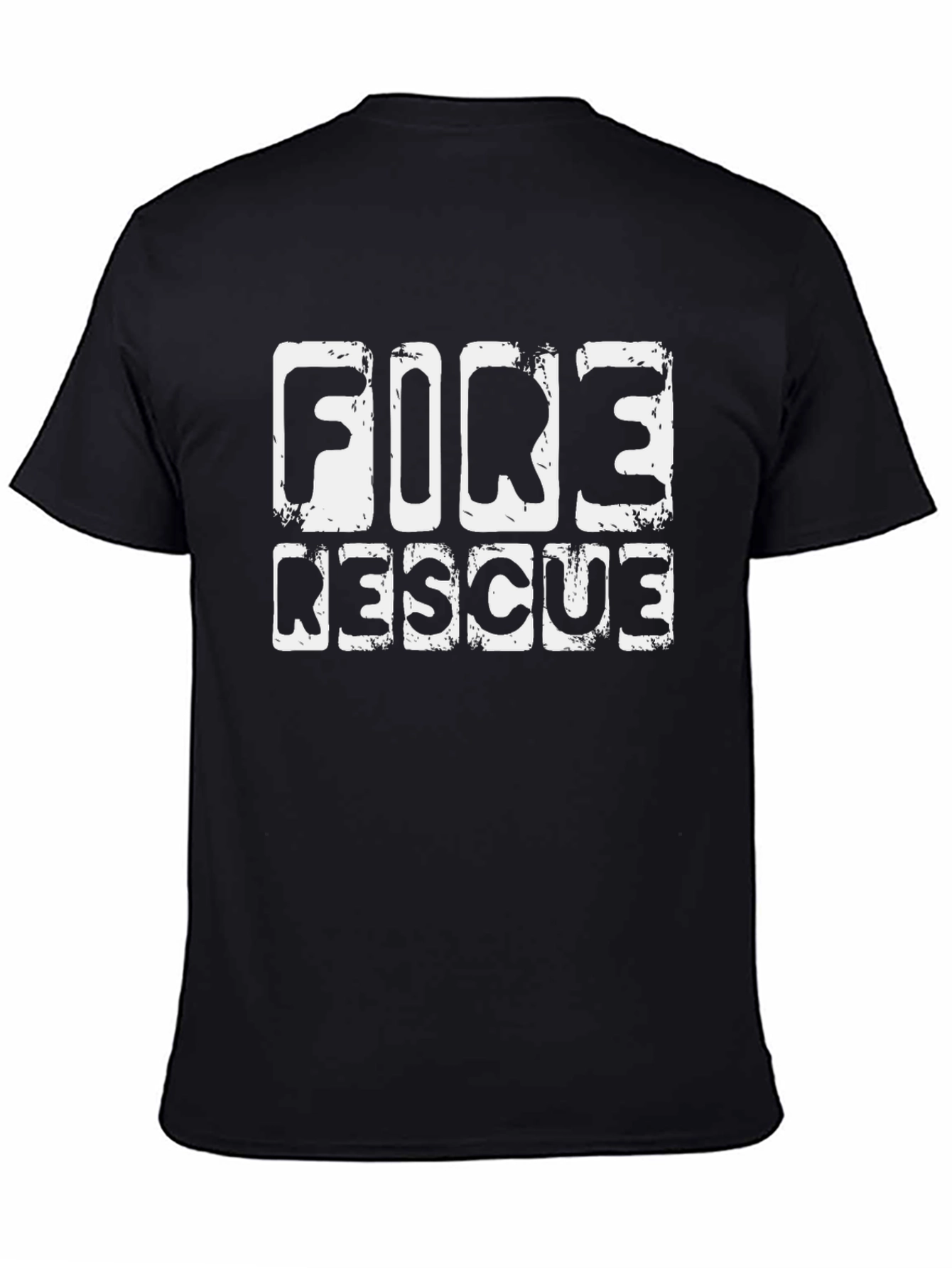 Fire Rescue T-Shirt Black Cotton Crew Neck