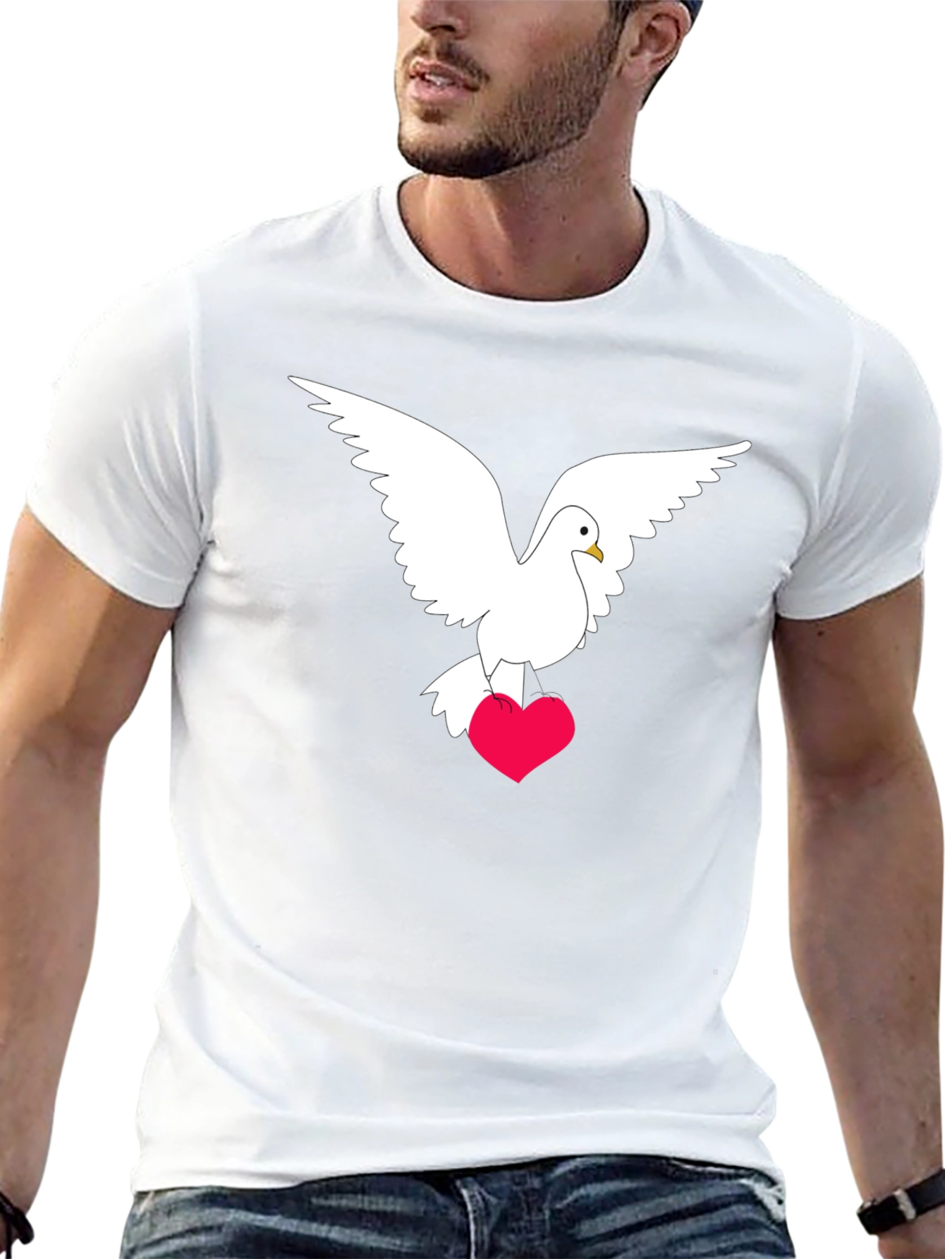 Dove Heart Graphic Tee - Stylish Black T-Shirt
