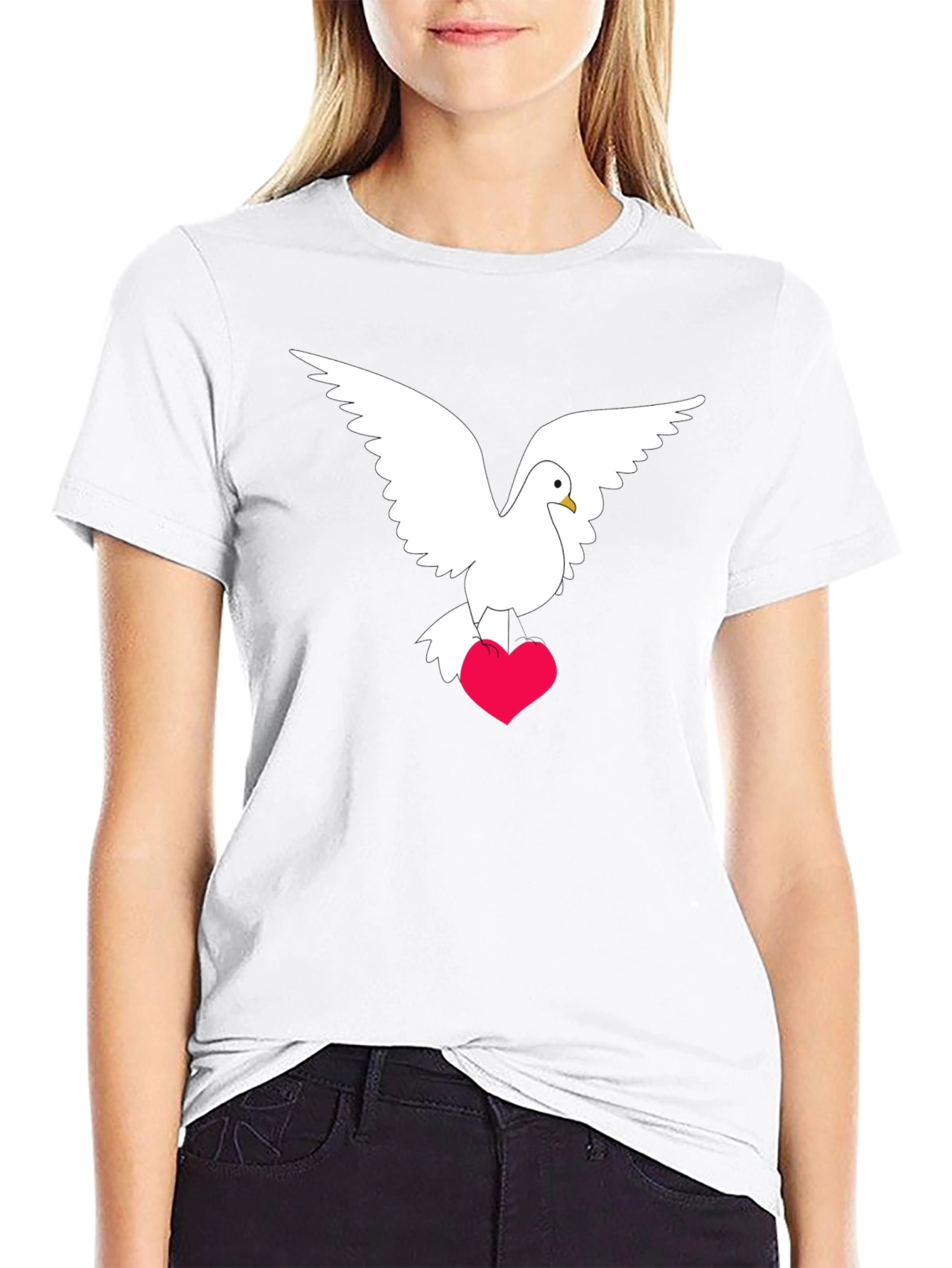 Dove Heart Graphic Tee - Stylish Black T-Shirt