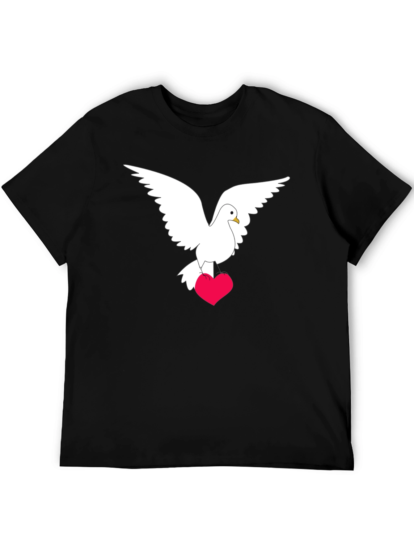 Dove Heart Graphic Tee - Stylish Black T-Shirt