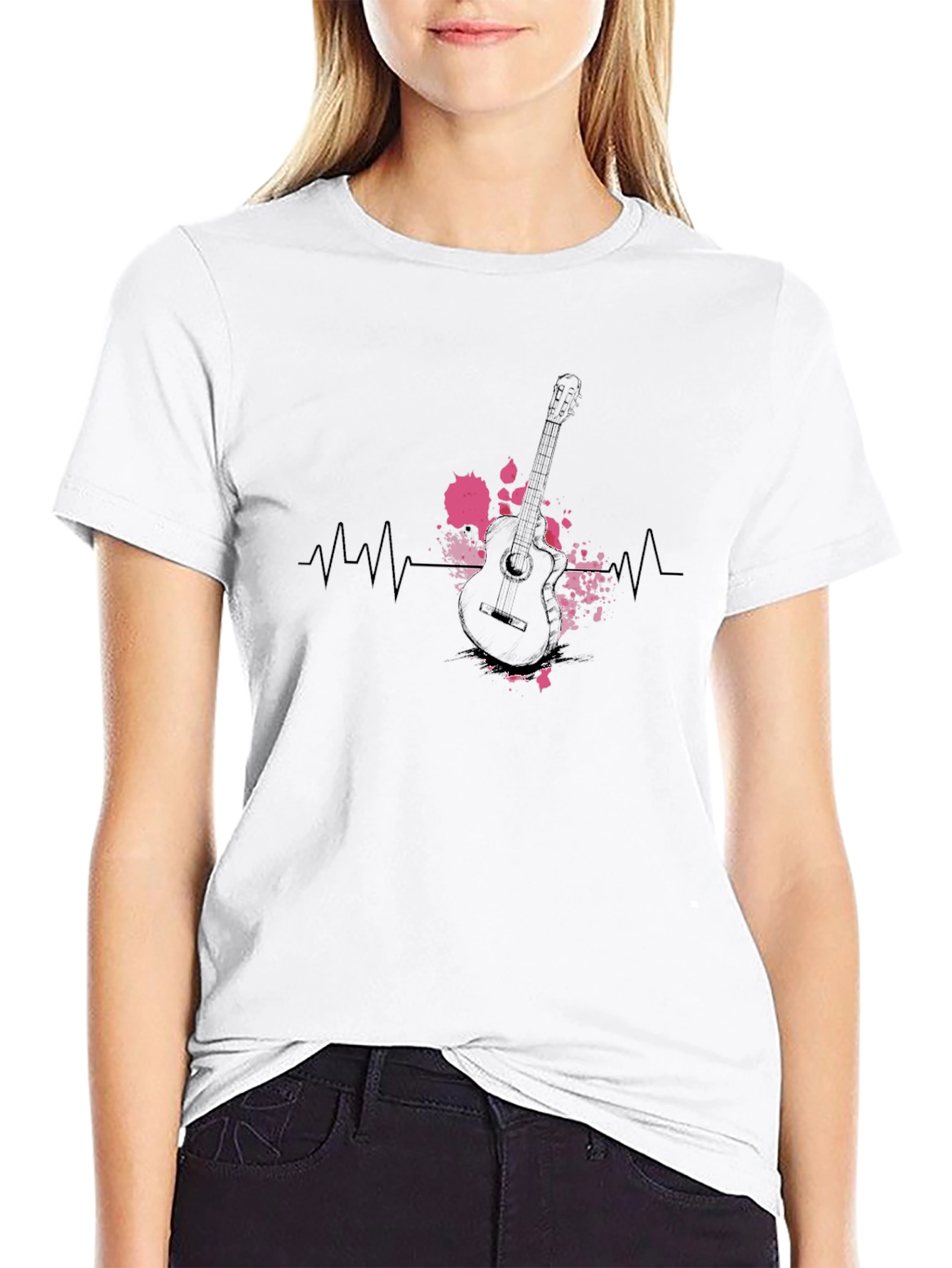 Guitar Heartbeat Graphic Tee - Music Lovers T-Shirt