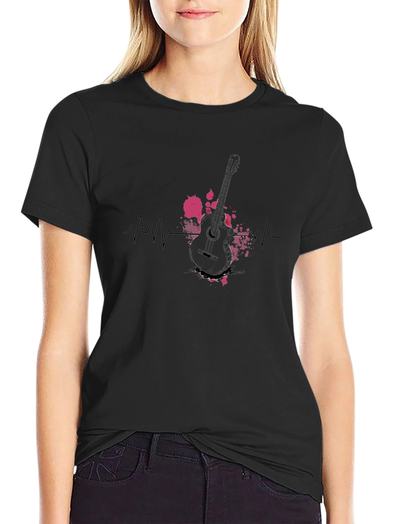 Guitar Heartbeat Graphic Tee - Music Lovers T-Shirt
