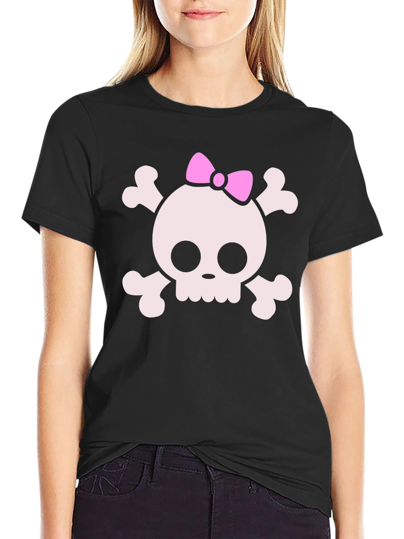 Skull & Crossbones T-Shirt with Pink Bow