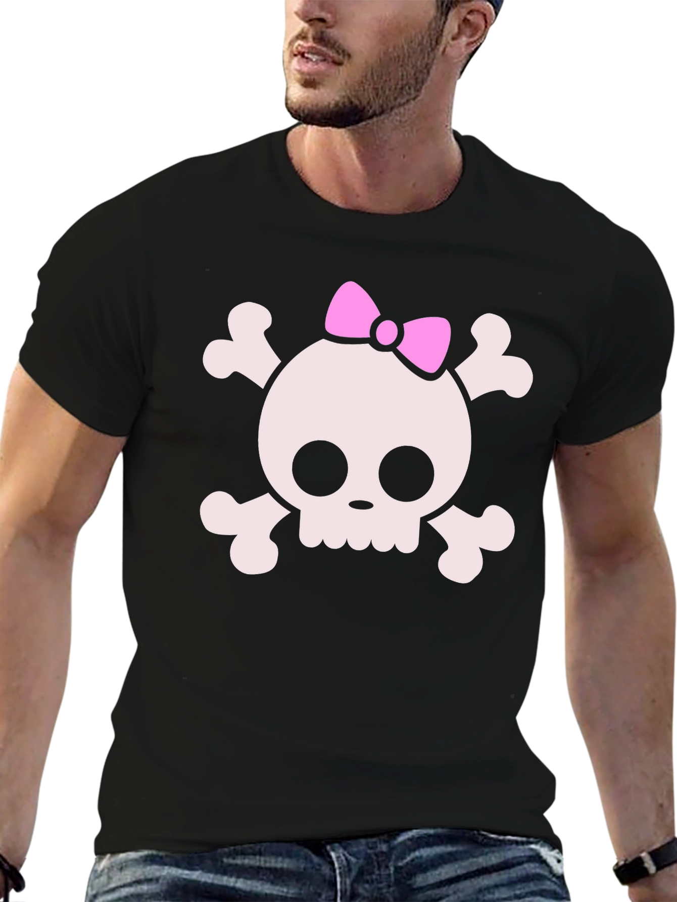 Skull & Crossbones T-Shirt with Pink Bow