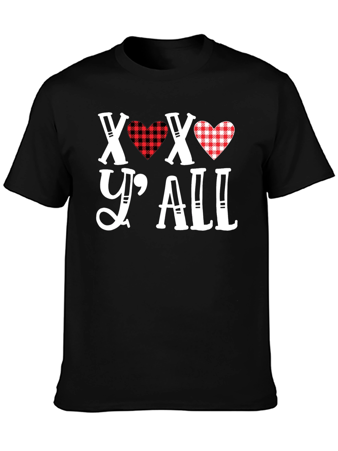 XOXO Yall Heart Plaid Graphic Tee