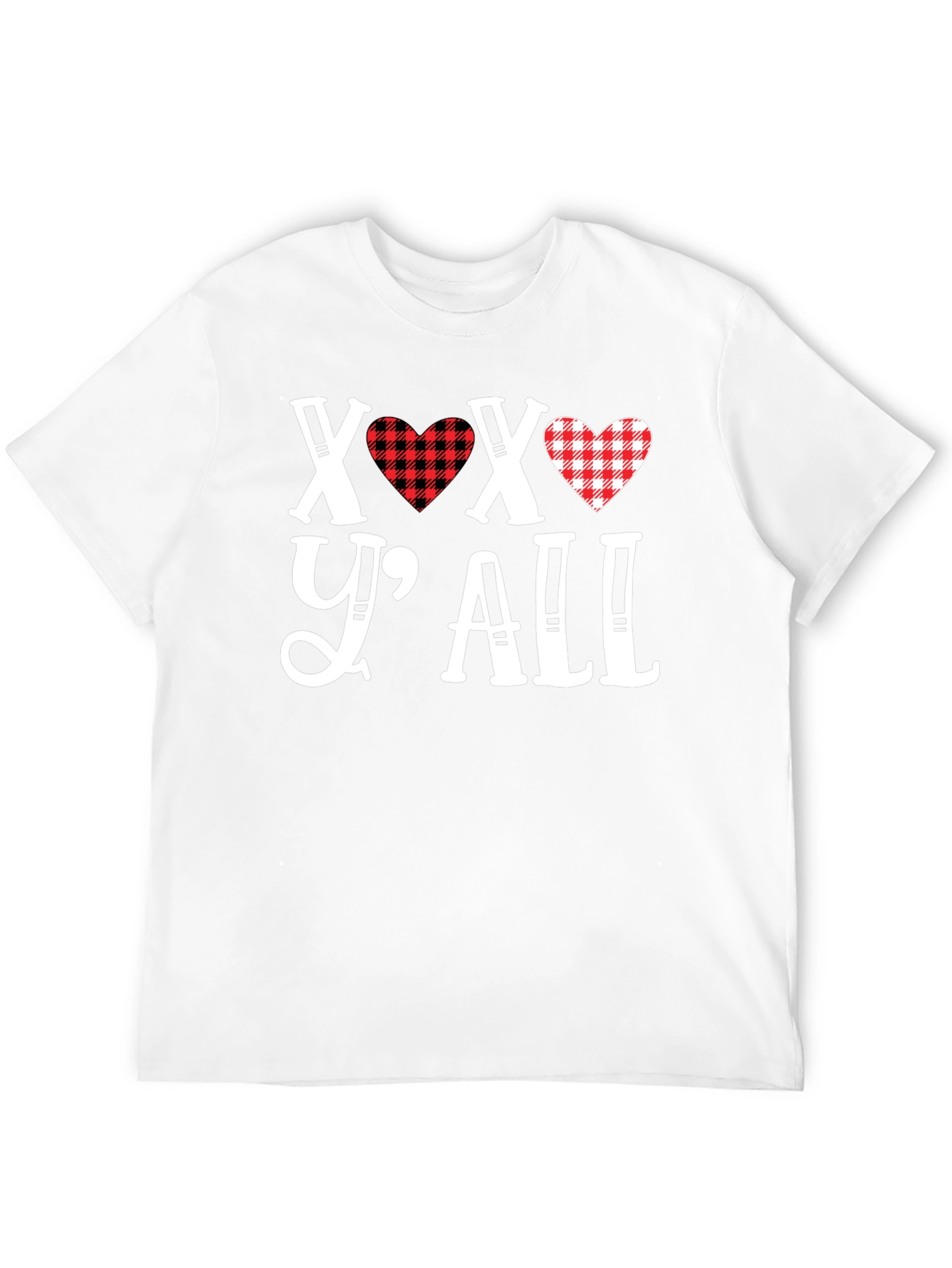 XOXO Yall Heart Plaid Graphic Tee