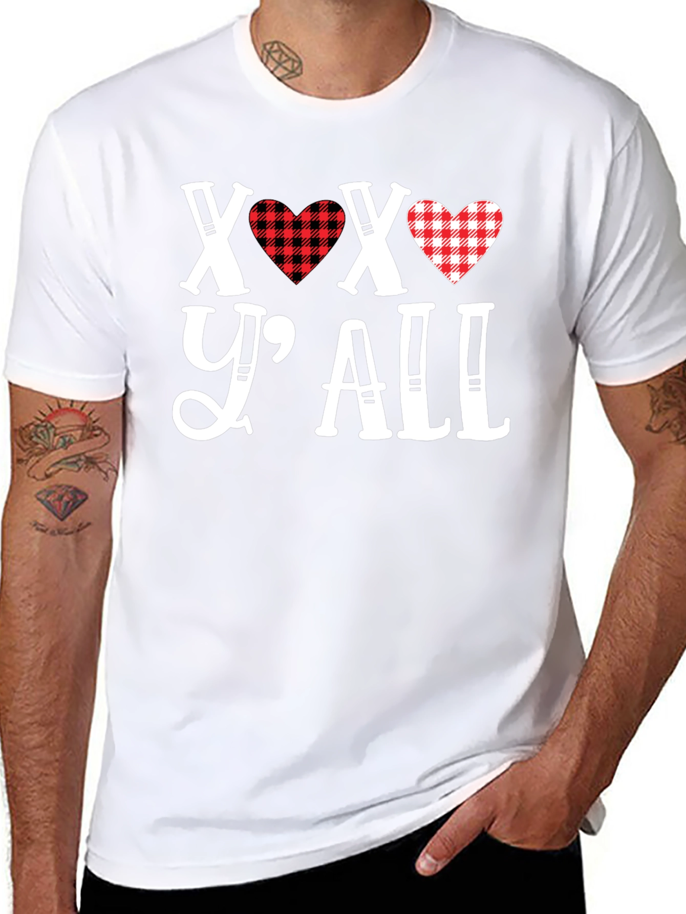XOXO Yall Heart Plaid Graphic Tee