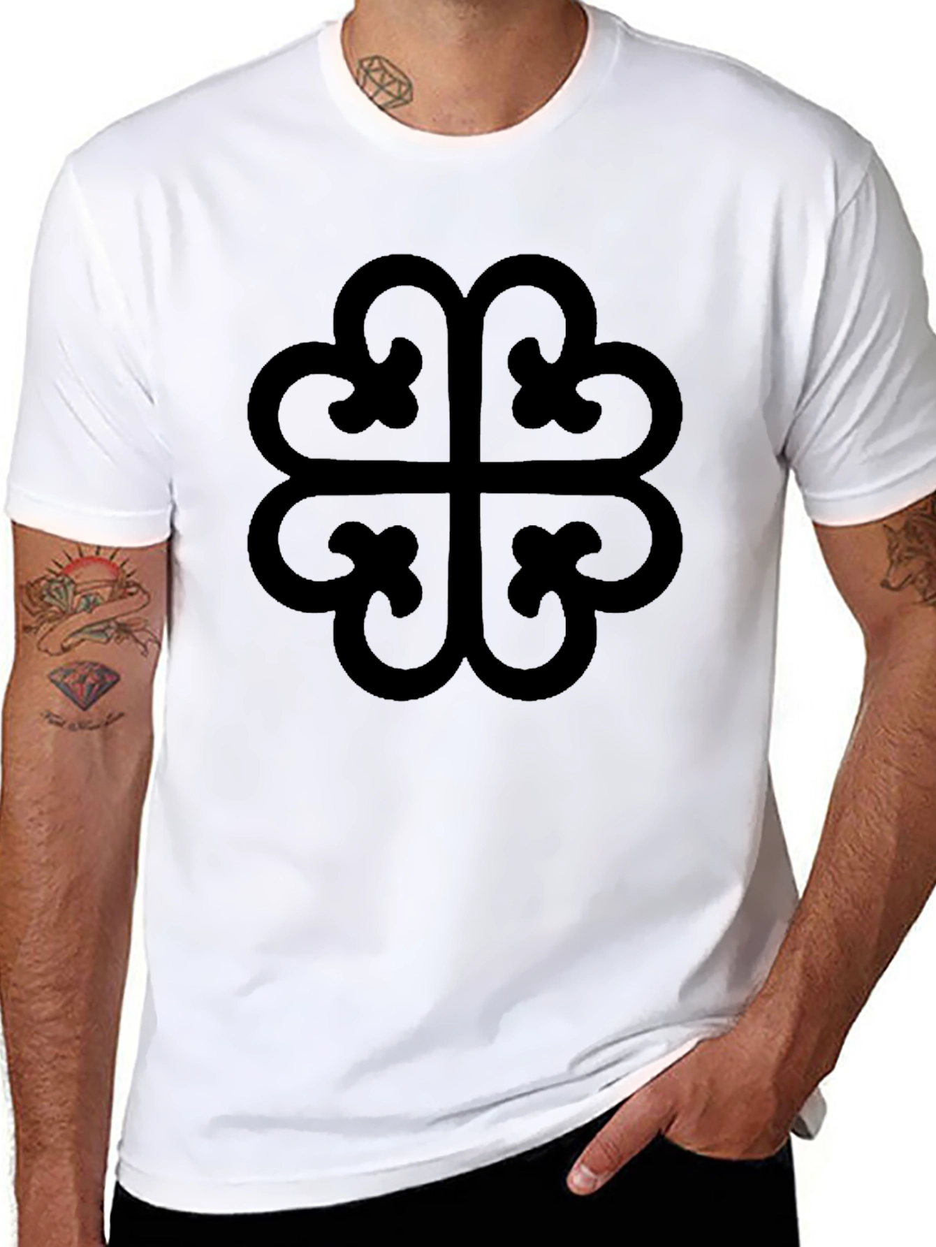 Black Adinkra Heart Symbol T-Shirt
