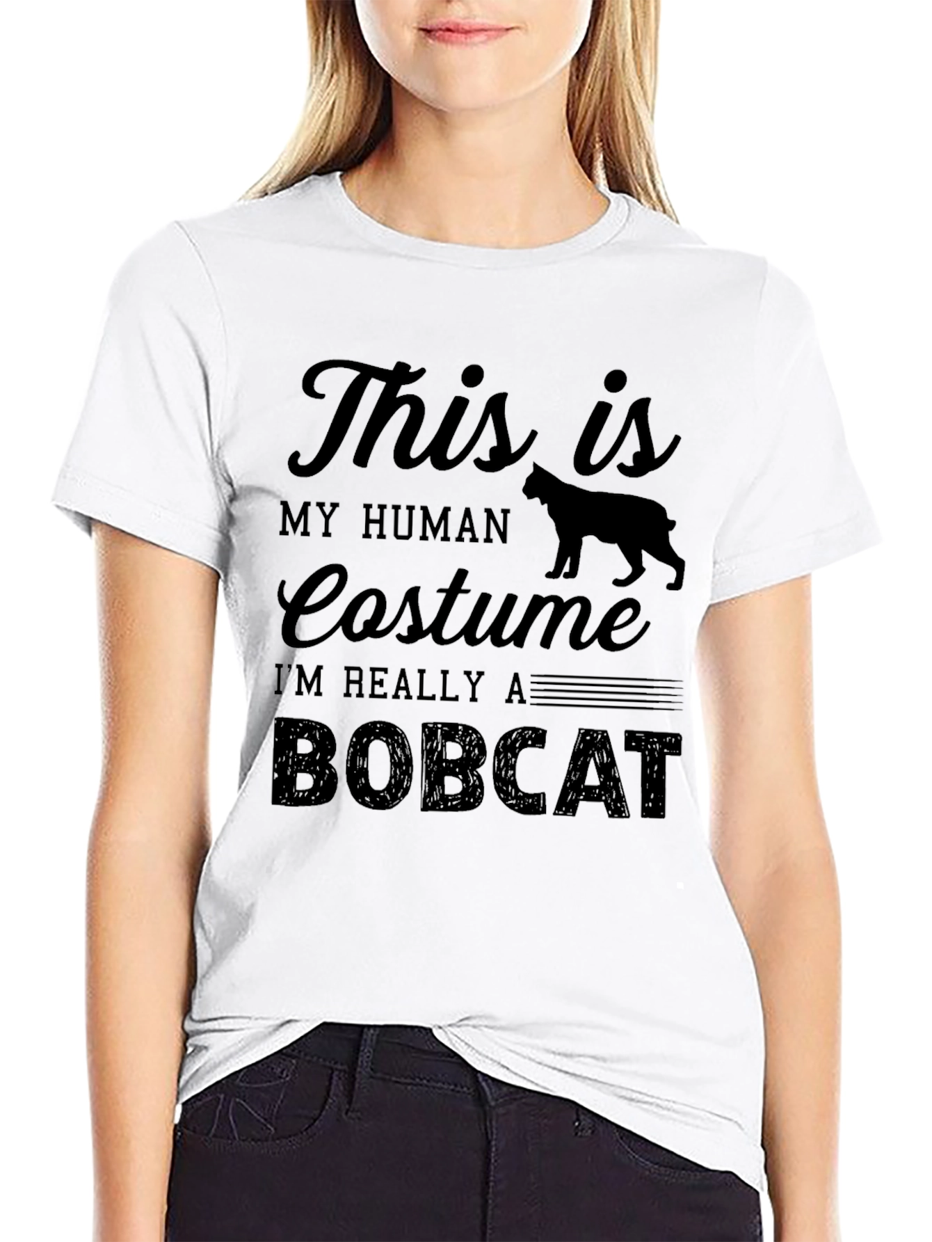 Bobcat Costume Graphic T-Shirt - Funny Animal Tee