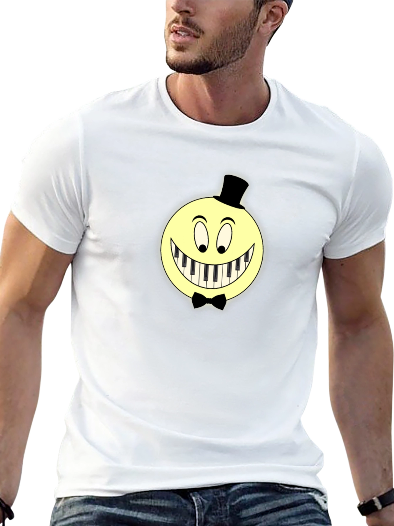 Piano Smile Graphic T-Shirt - Unique Design