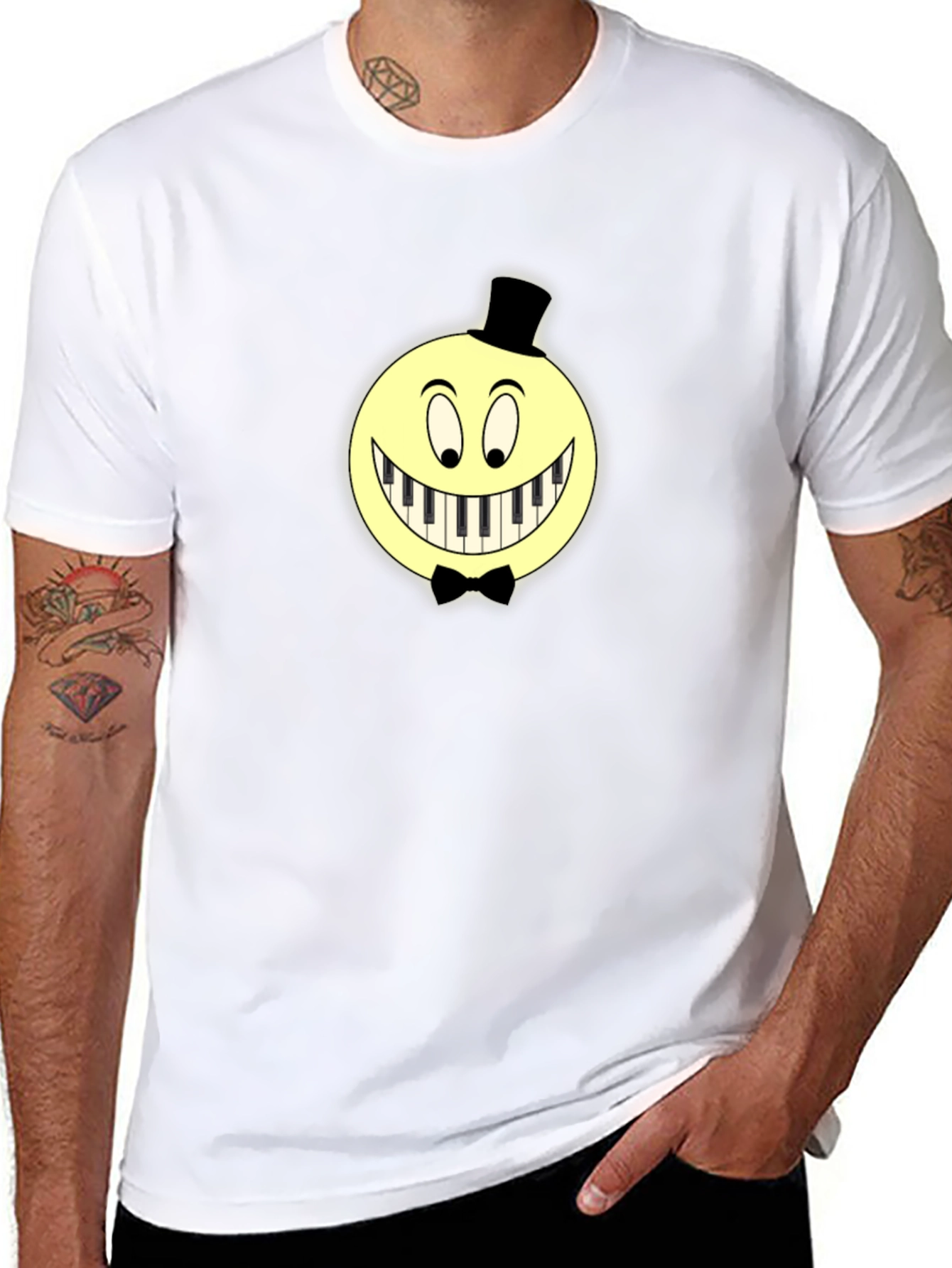 Piano Smile Graphic T-Shirt - Unique Design
