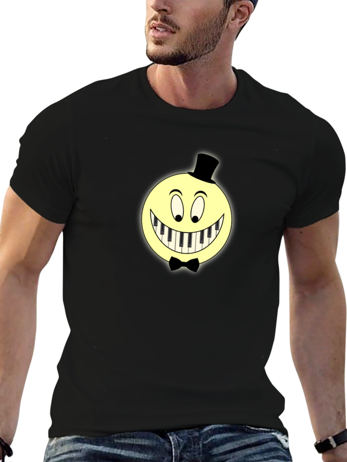 Piano Smile Graphic T-Shirt - Unique Design