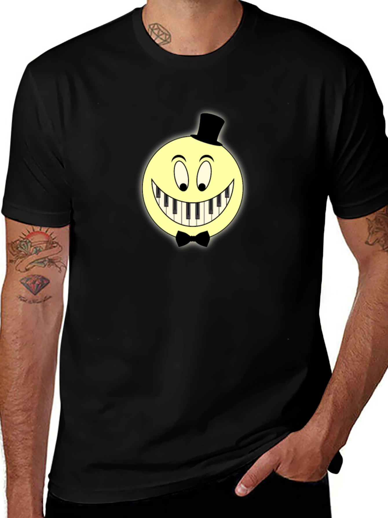 Piano Smile Graphic T-Shirt - Unique Design