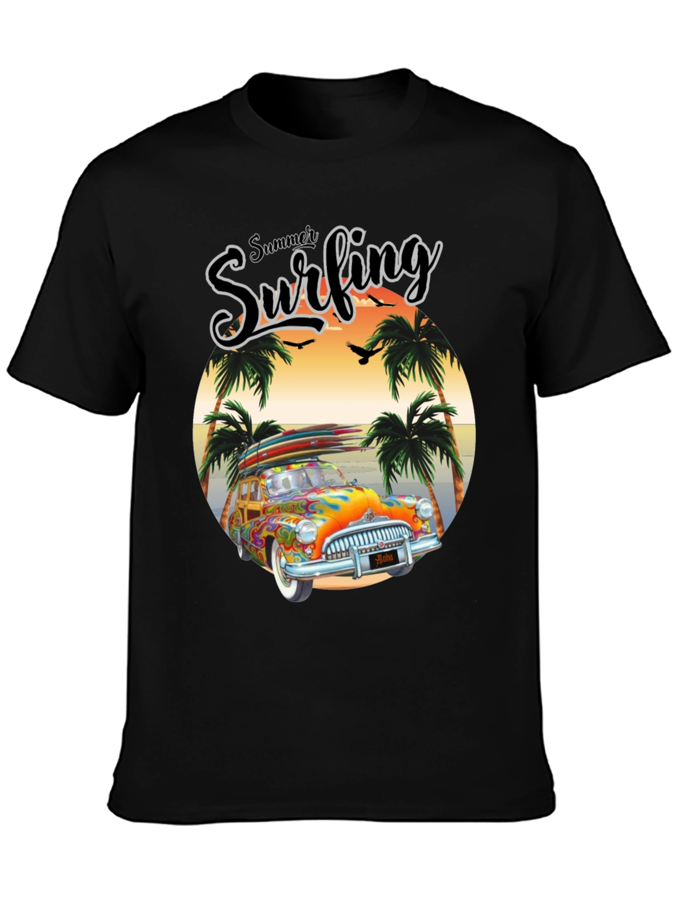 Summer Surfing Graphic Tee - Beach Van T-Shirt