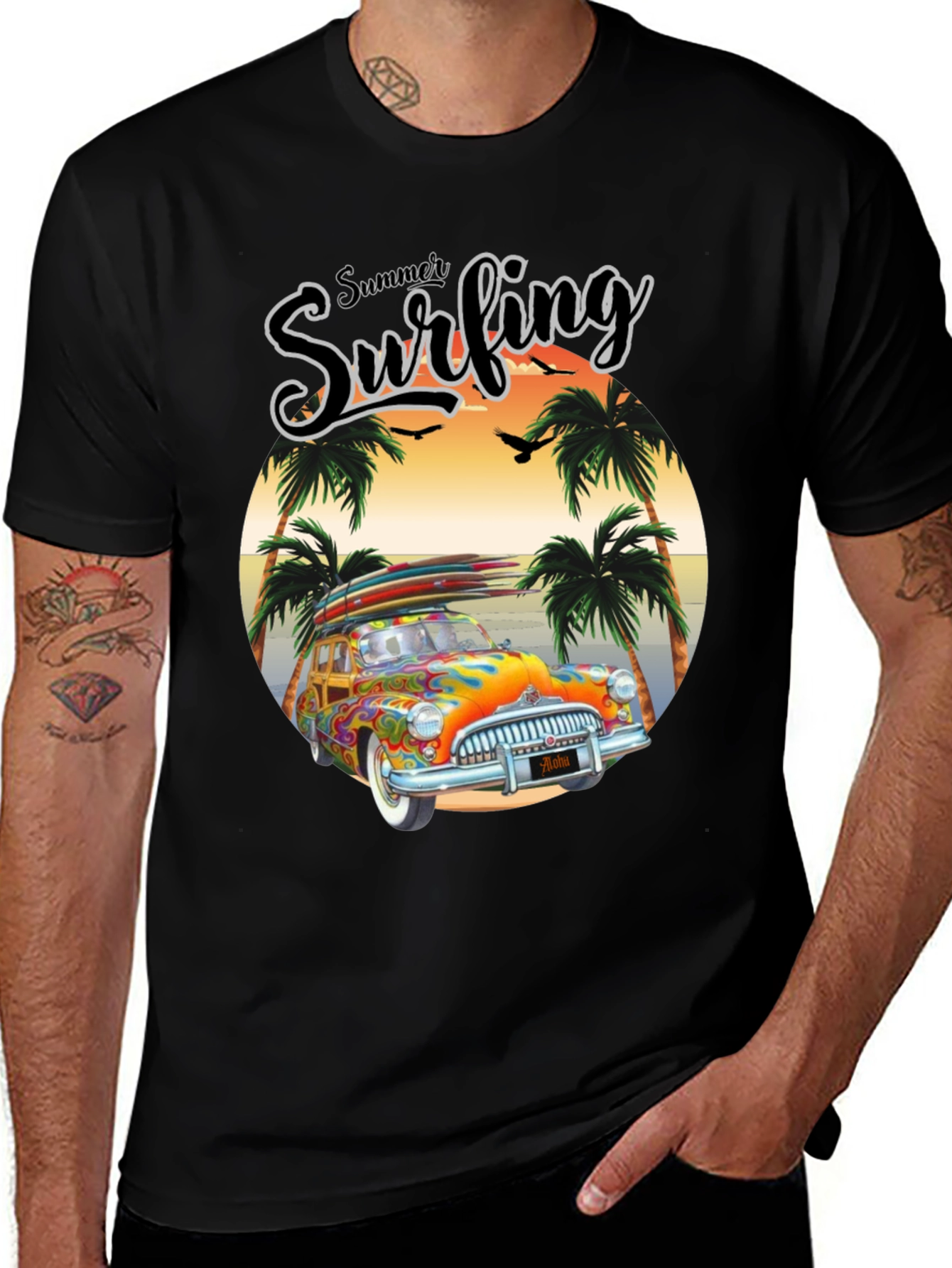 Summer Surfing Graphic Tee - Beach Van T-Shirt