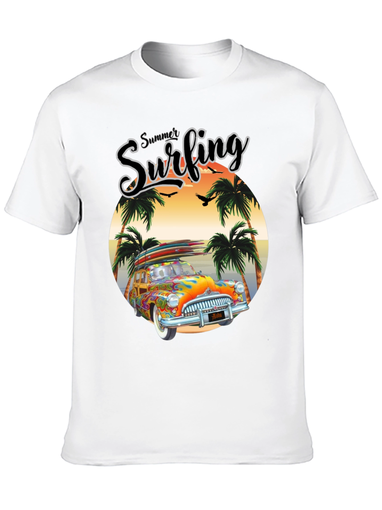 Summer Surfing Graphic Tee - Beach Van T-Shirt