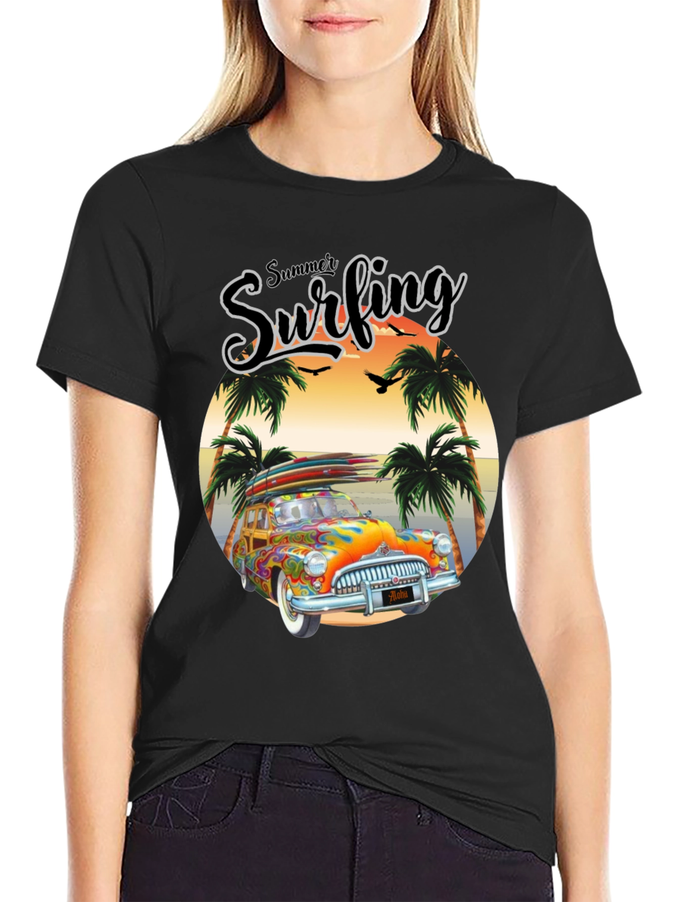Summer Surfing Graphic Tee - Beach Van T-Shirt