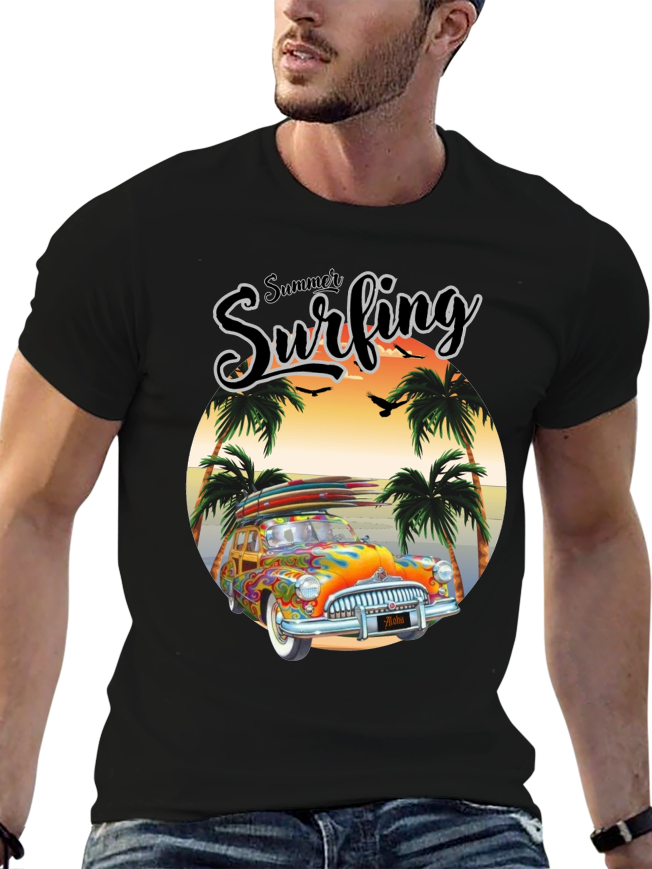 Summer Surfing Graphic Tee - Beach Van T-Shirt