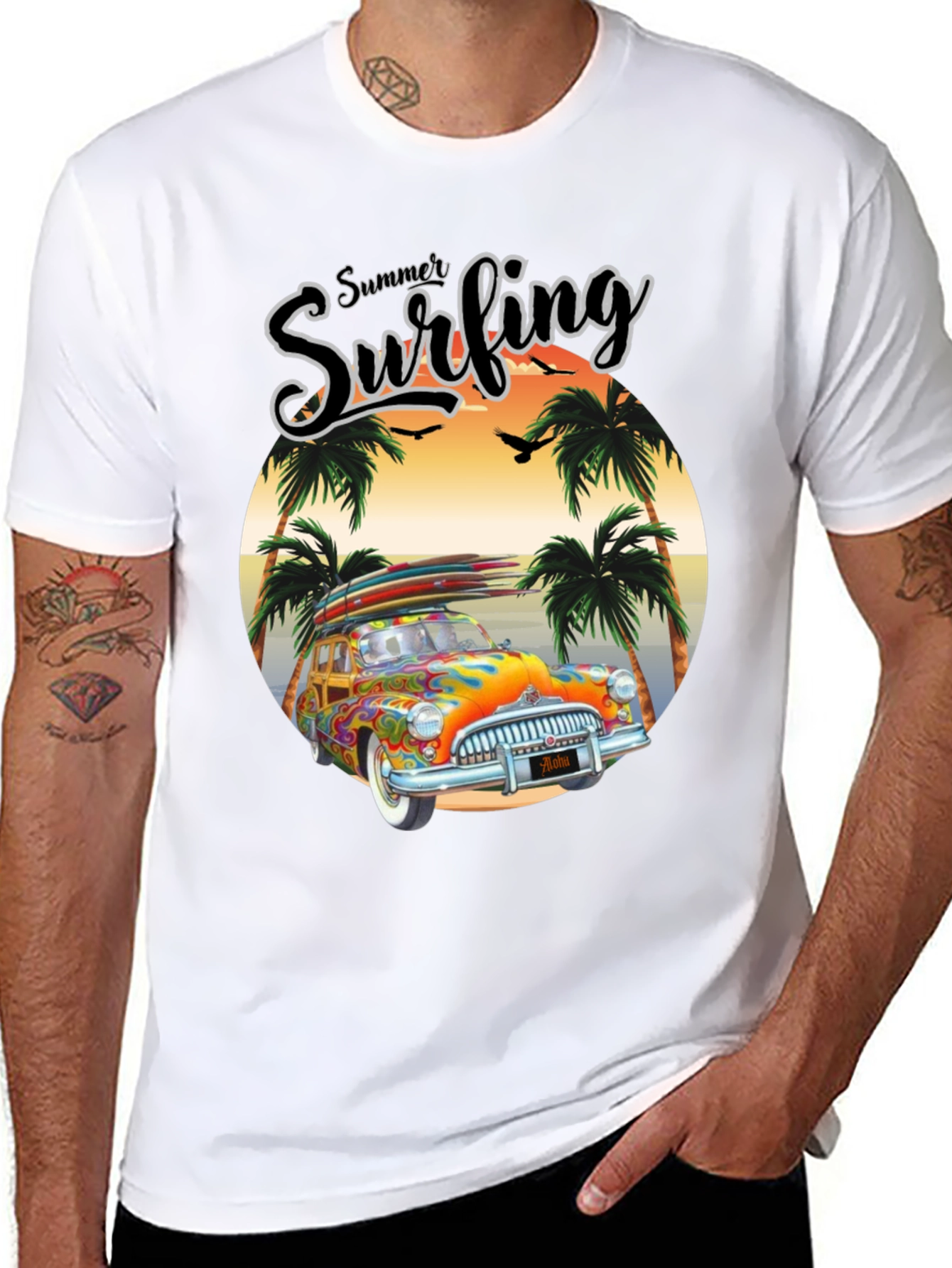 Summer Surfing Graphic Tee - Beach Van T-Shirt