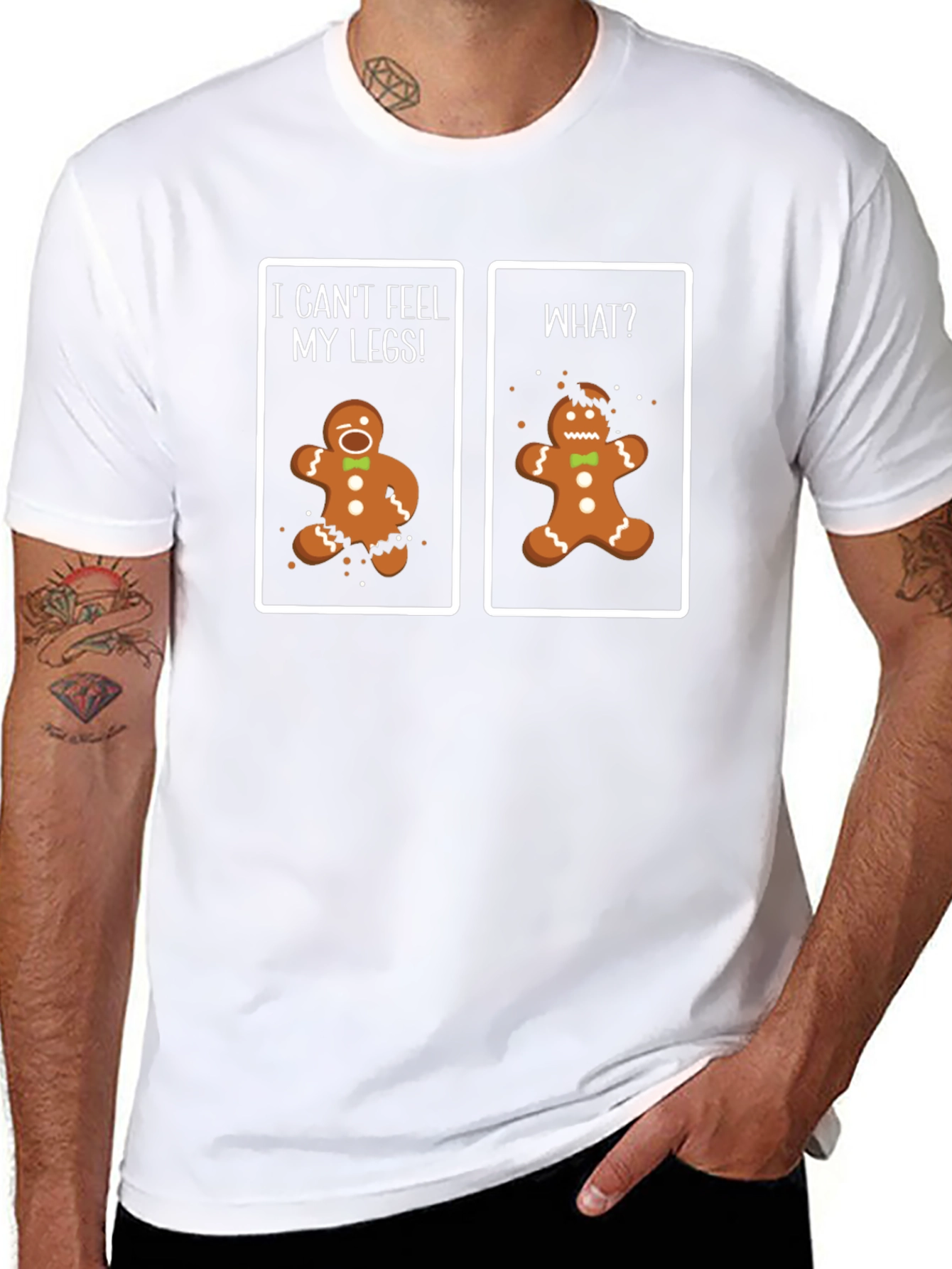 Funny Gingerbread Man T-Shirt - Cant Feel My Legs!