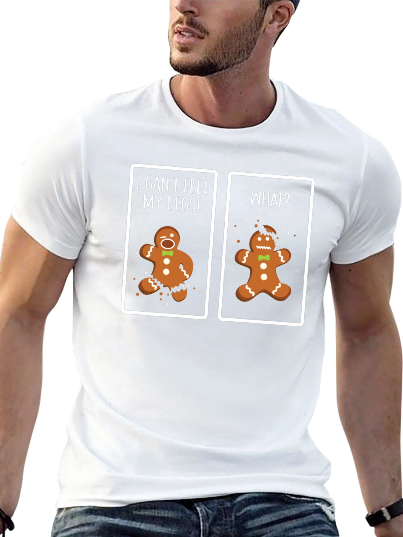 Funny Gingerbread Man T-Shirt - Cant Feel My Legs!