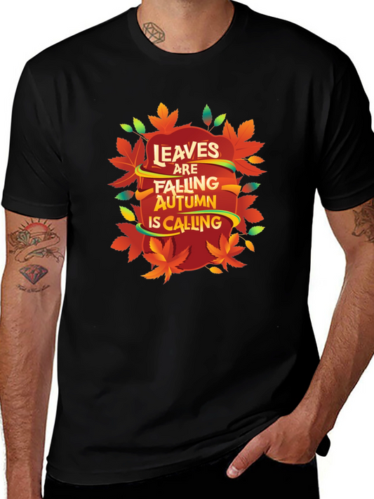 Autumn Leaves Calling Black T-Shirt
