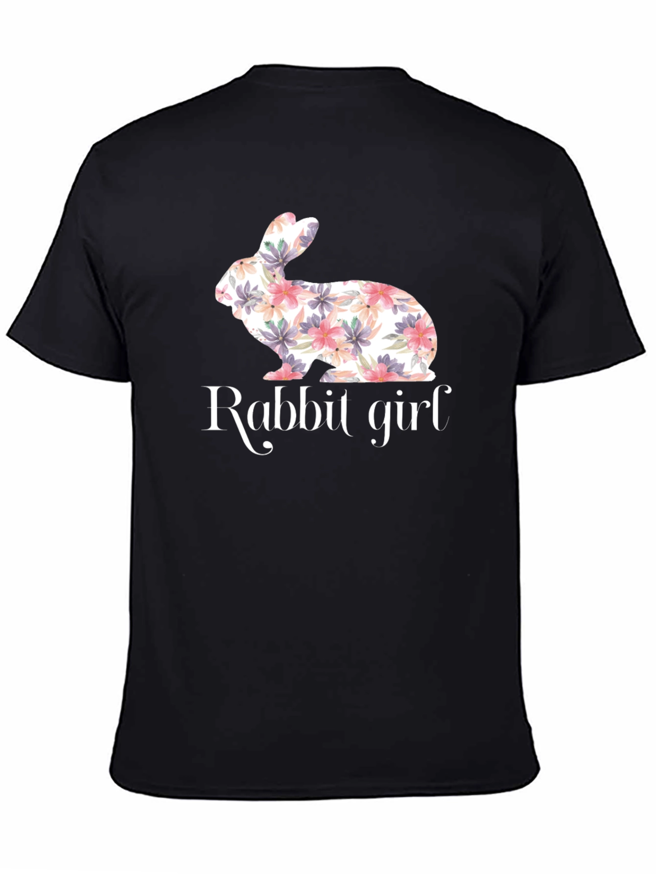 Floral Rabbit Girl T-Shirt - Cute Bunny Tee